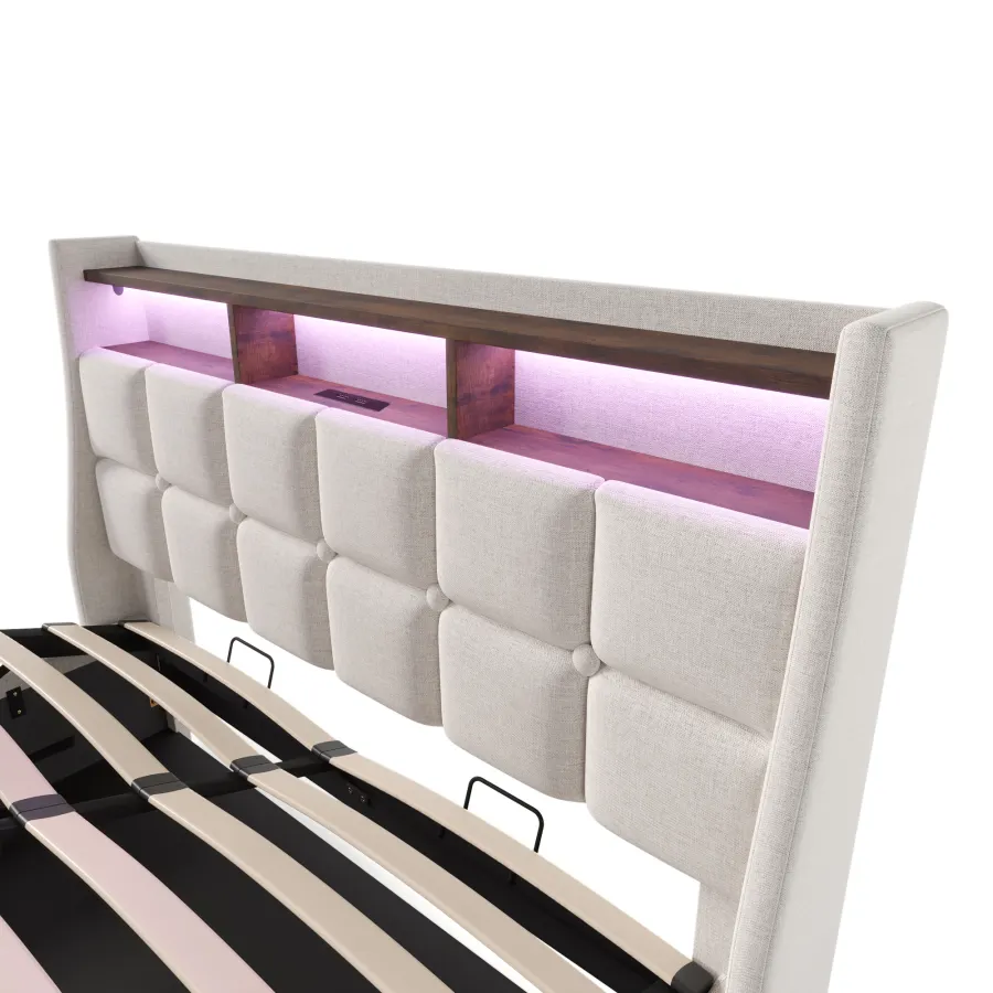 Upholstered Bed With USB 140x200cm