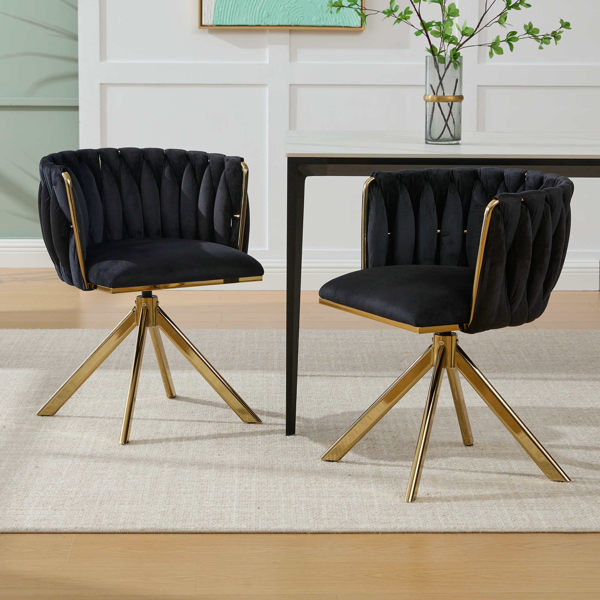 Fauteuil en velours avec cadre en métal robuste, fonction pivotante 180, compatible avec le dos