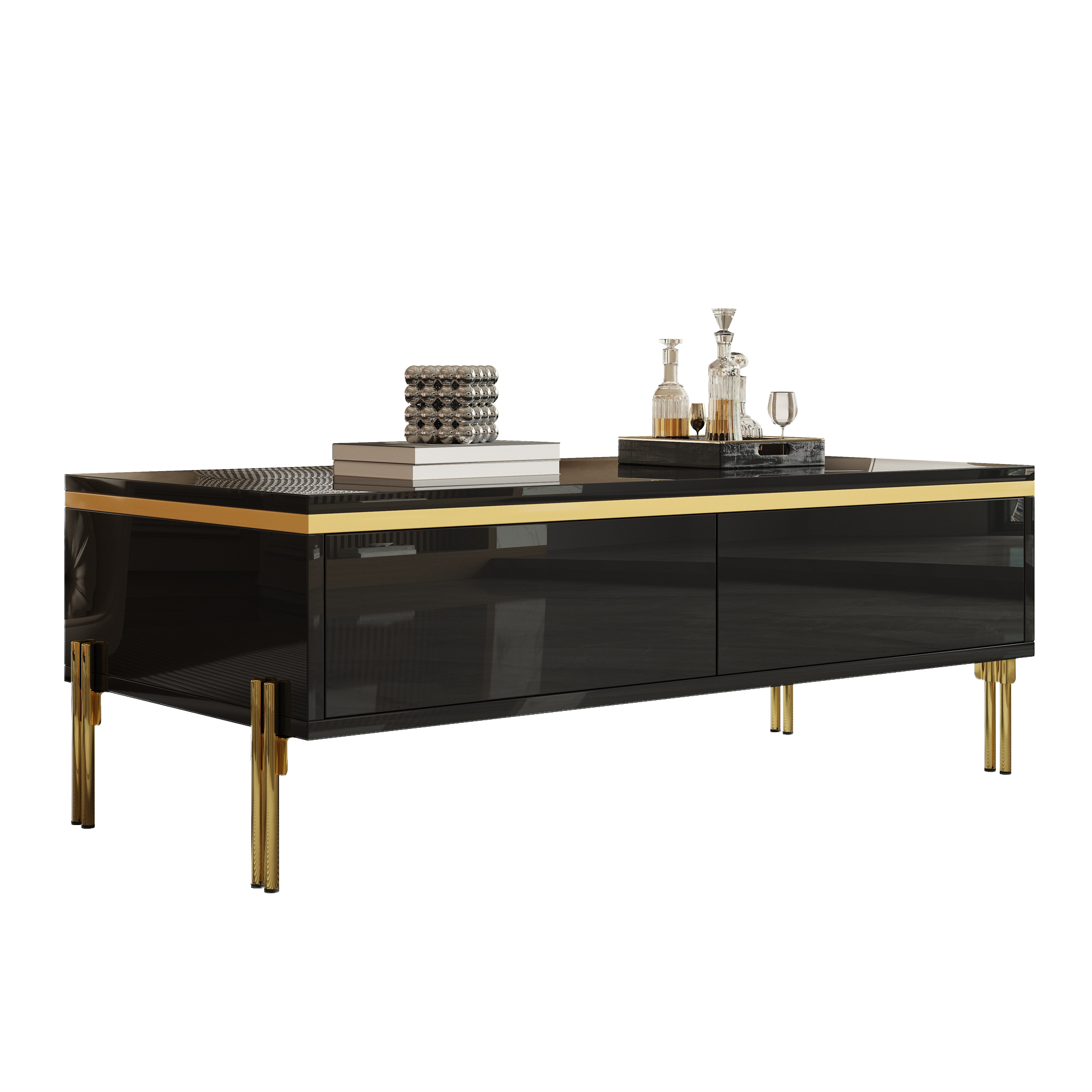 Modern High-gloss Coffee Table, Stylish Side Table, Multifunctional, Living Room Furniture, 10 0 X 50 X 36 Cm  Length X Width X Height