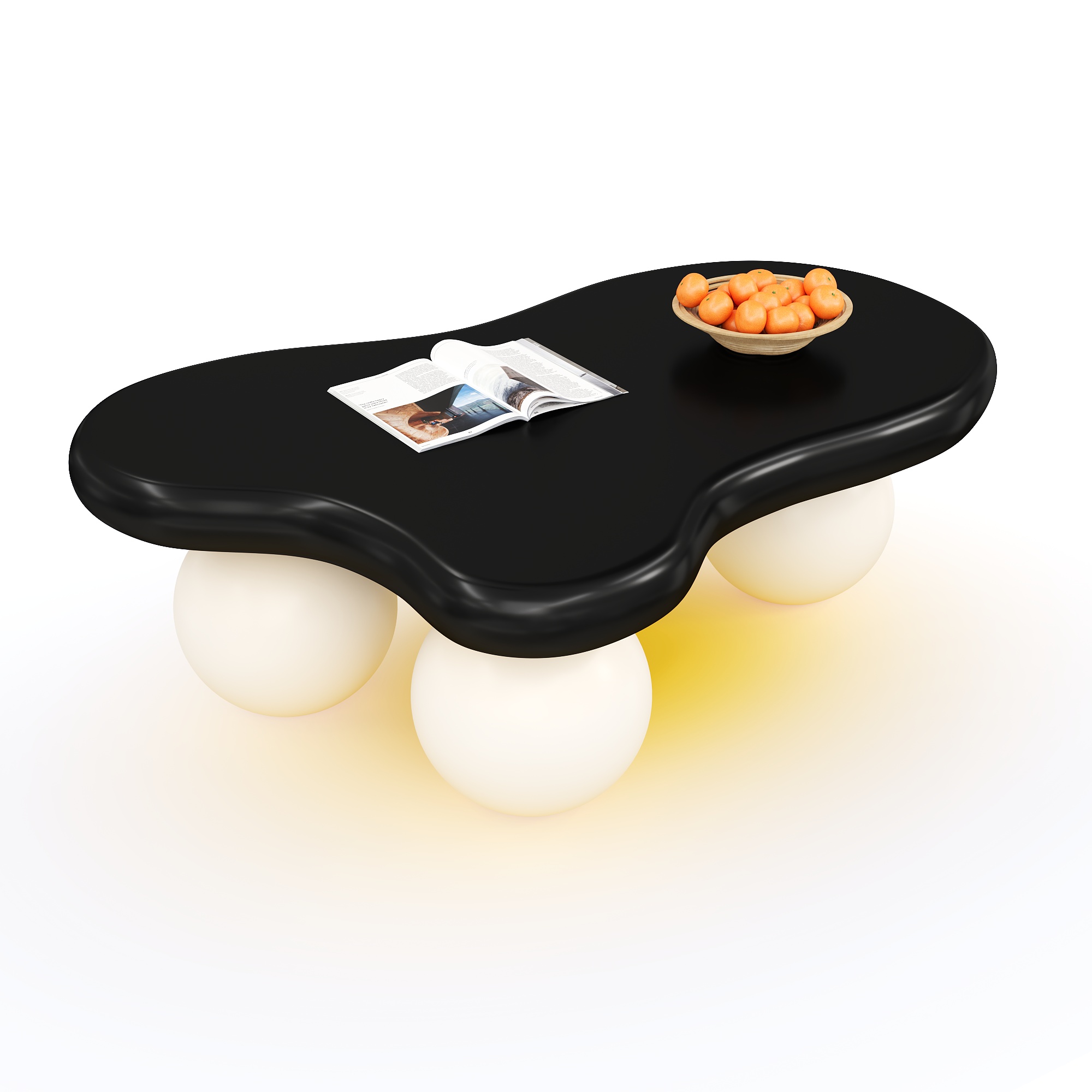 Cloud Style Coffee Table With LED Lighting  16 Colors Selectable, Coffee Table, Cloud Shape Design, Round Leg Design, Stylish Highlight For Modern Liv