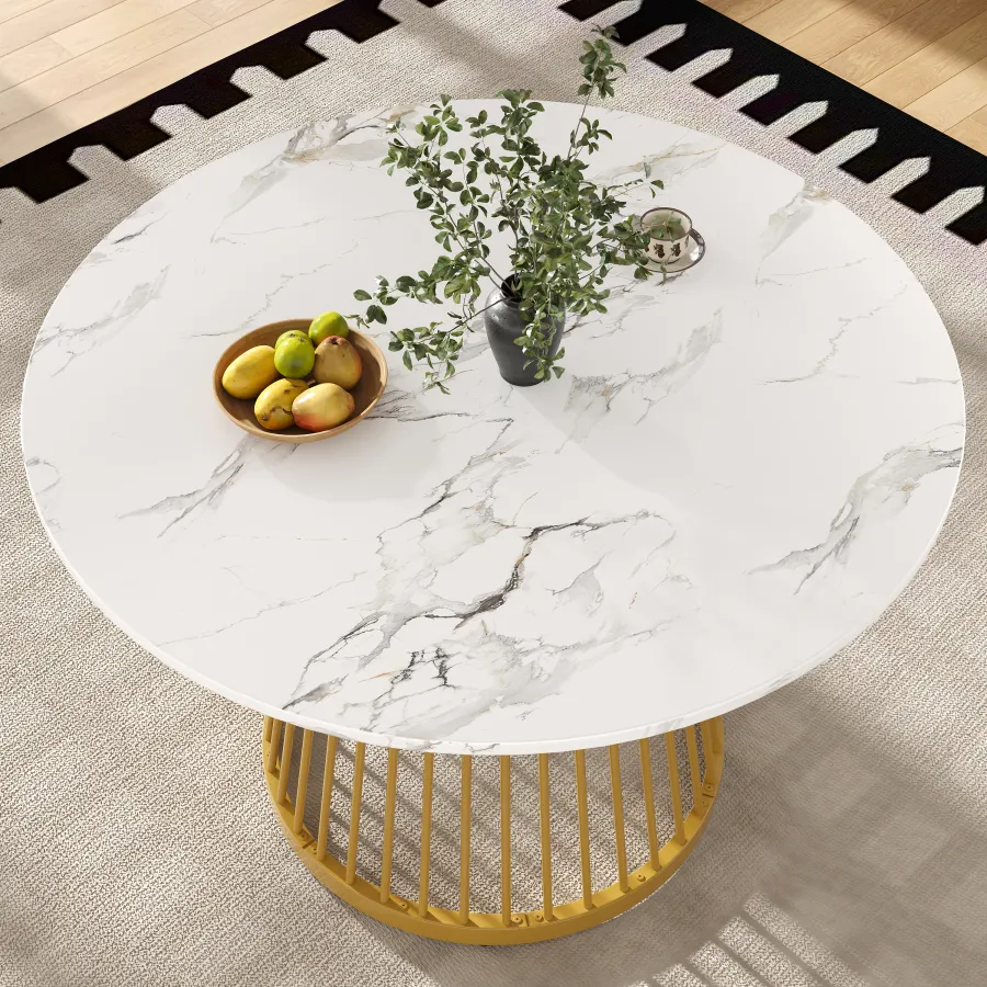 Eleganter runder Esstisch mit Marmoroptik