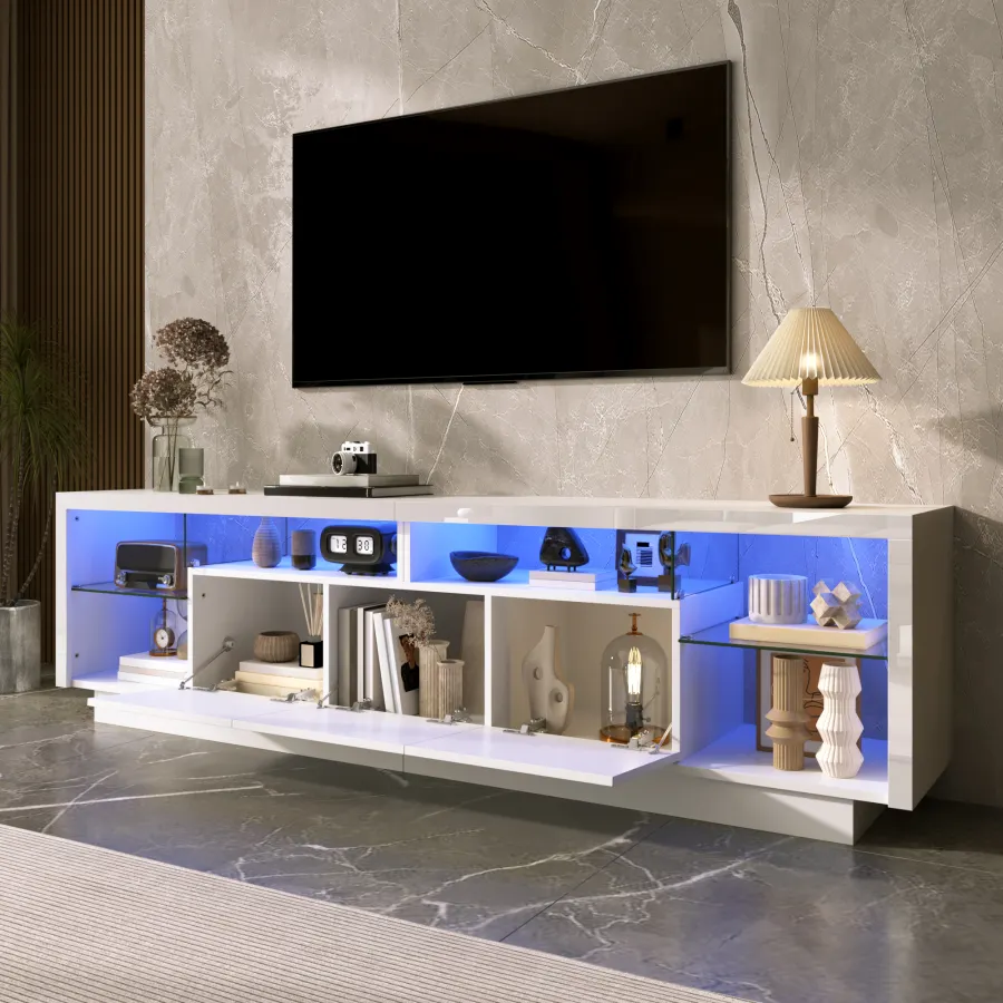 Modern TV Cabinet With Three High-gloss Doors