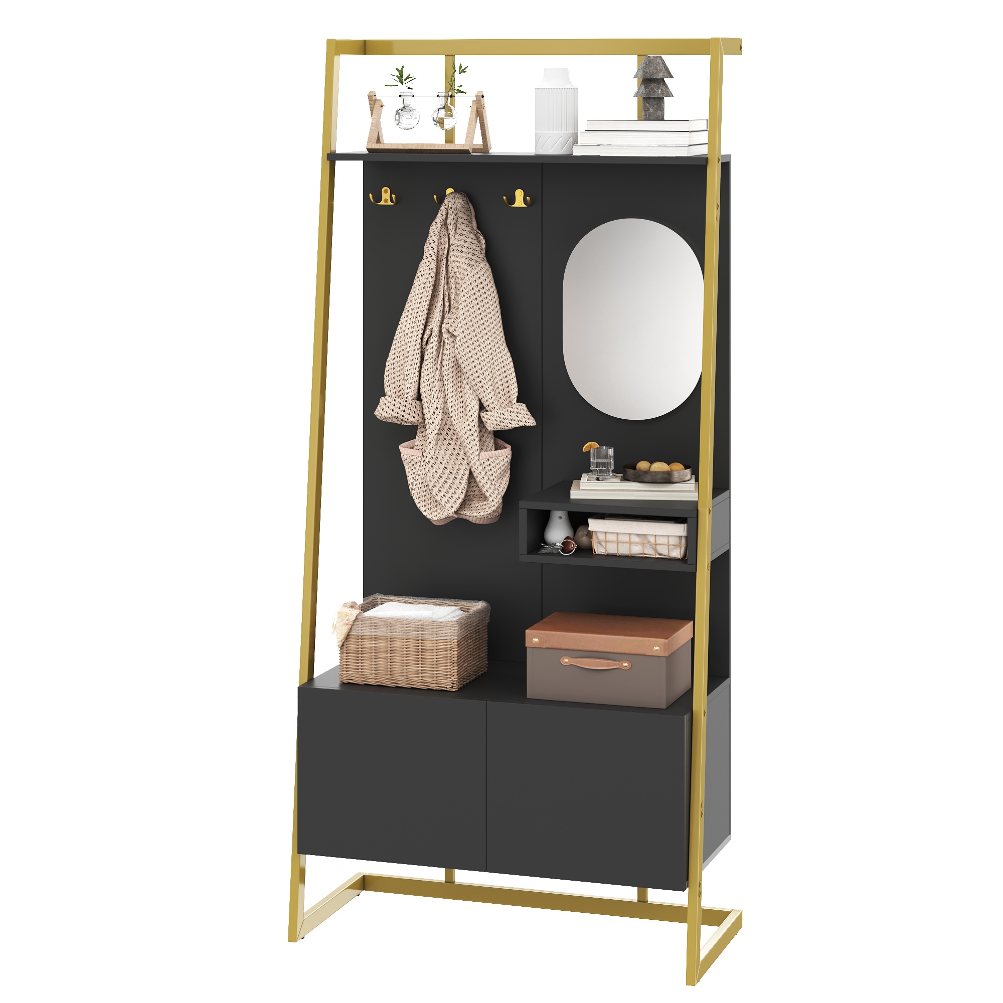 Porte-manteau compact minimaliste moderne, armoire de rangement multifonctionnelle ouverte avec