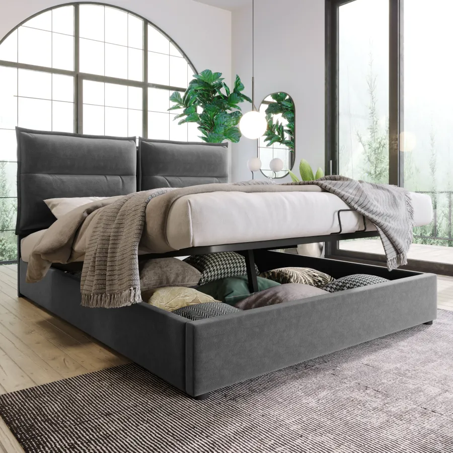 Hydraulic Double Bed Upholstered Bed 140x200cm