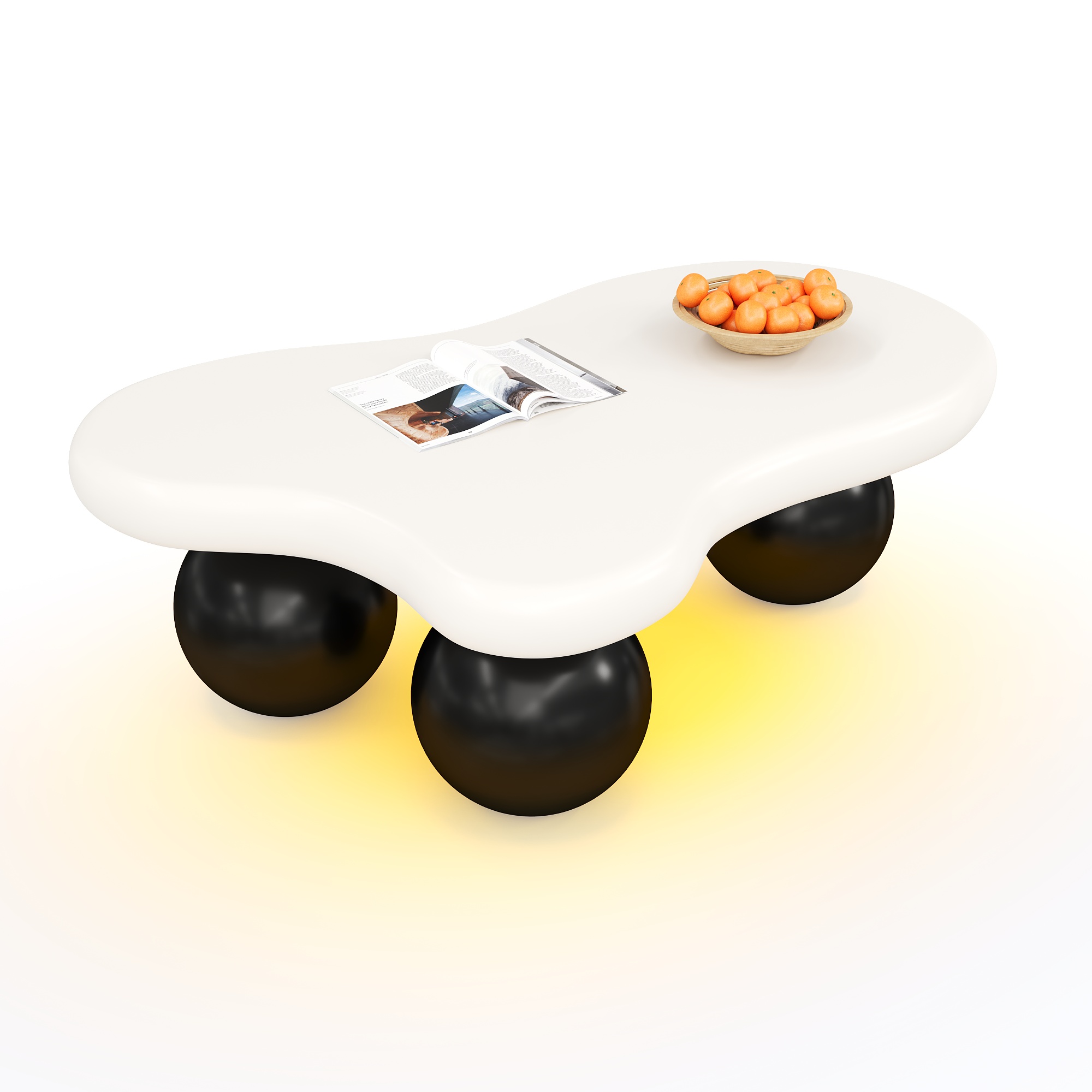 Cloud Style Coffee Table With LED Lighting  16 Colors Selectable, Coffee Table, Cloud Shape Design, Round Leg Design, Stylish Highlight For Modern Liv