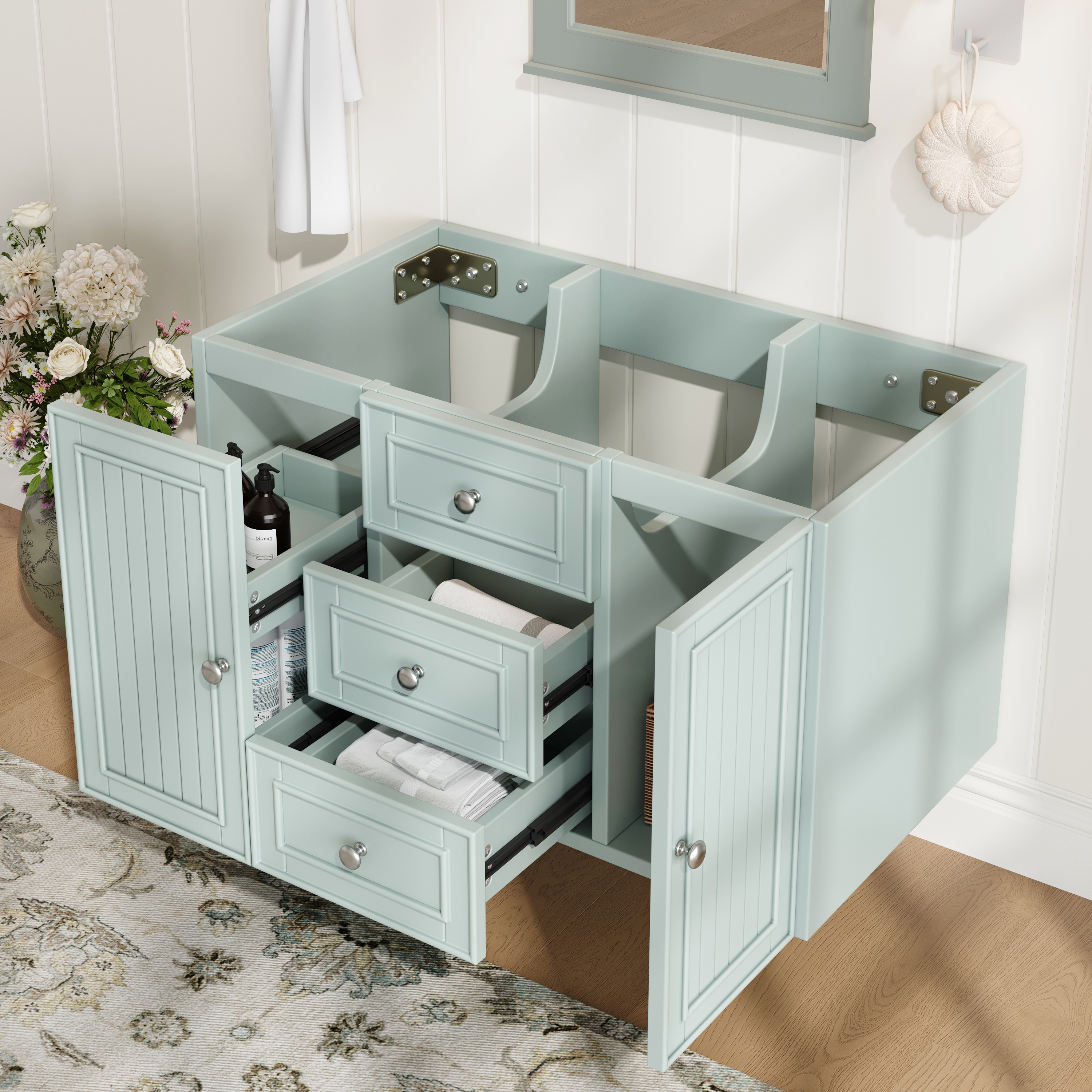Washbasin Cabinet, Base Cabinet, Vanity Cabinet, Bathroom Cabinet With 3 Drawers, Plenty Of Storage Space, Hanging Vanity, Modern Style,Bathroom Furni