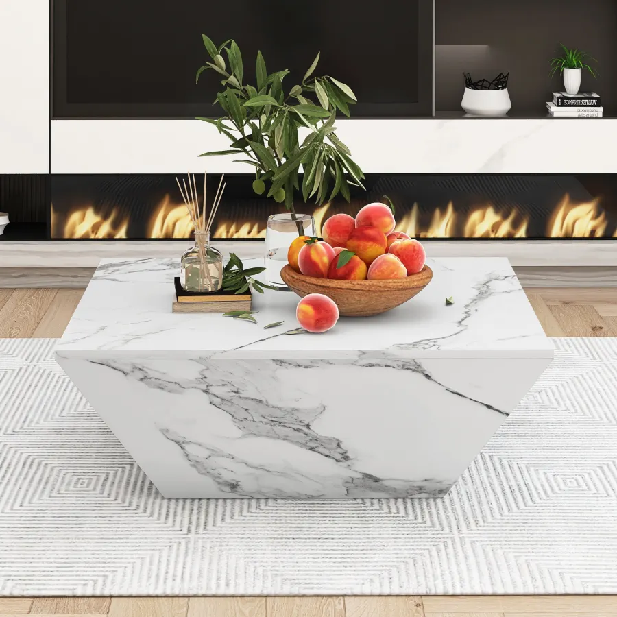 Eleganter Couchtisch mit Marmor-Optik und Stauraum