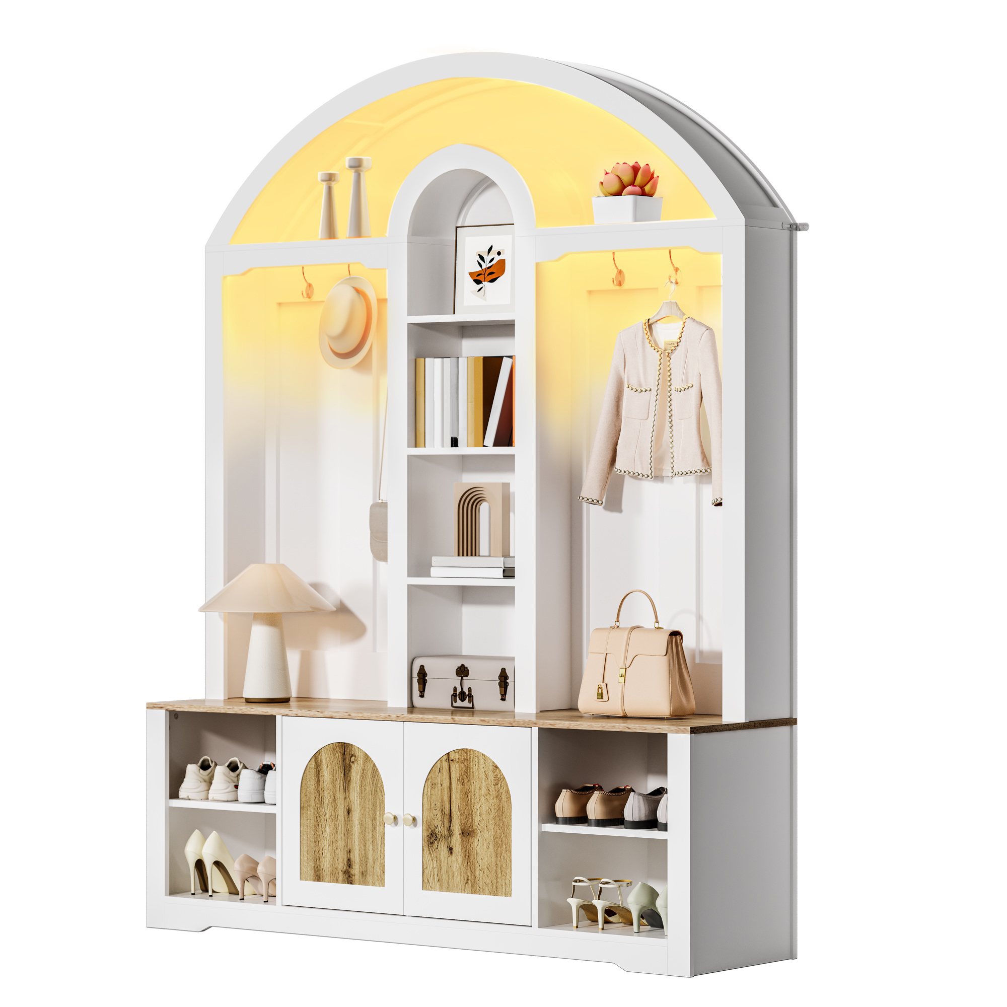 Multifunctional Wardrobe Entryway Cabinet With Shoe Rack, Shelves And Hooks. Wardrobe  A Wardrobe Made Of Sturdy MDF With A Modern Design And Practical Storage Space