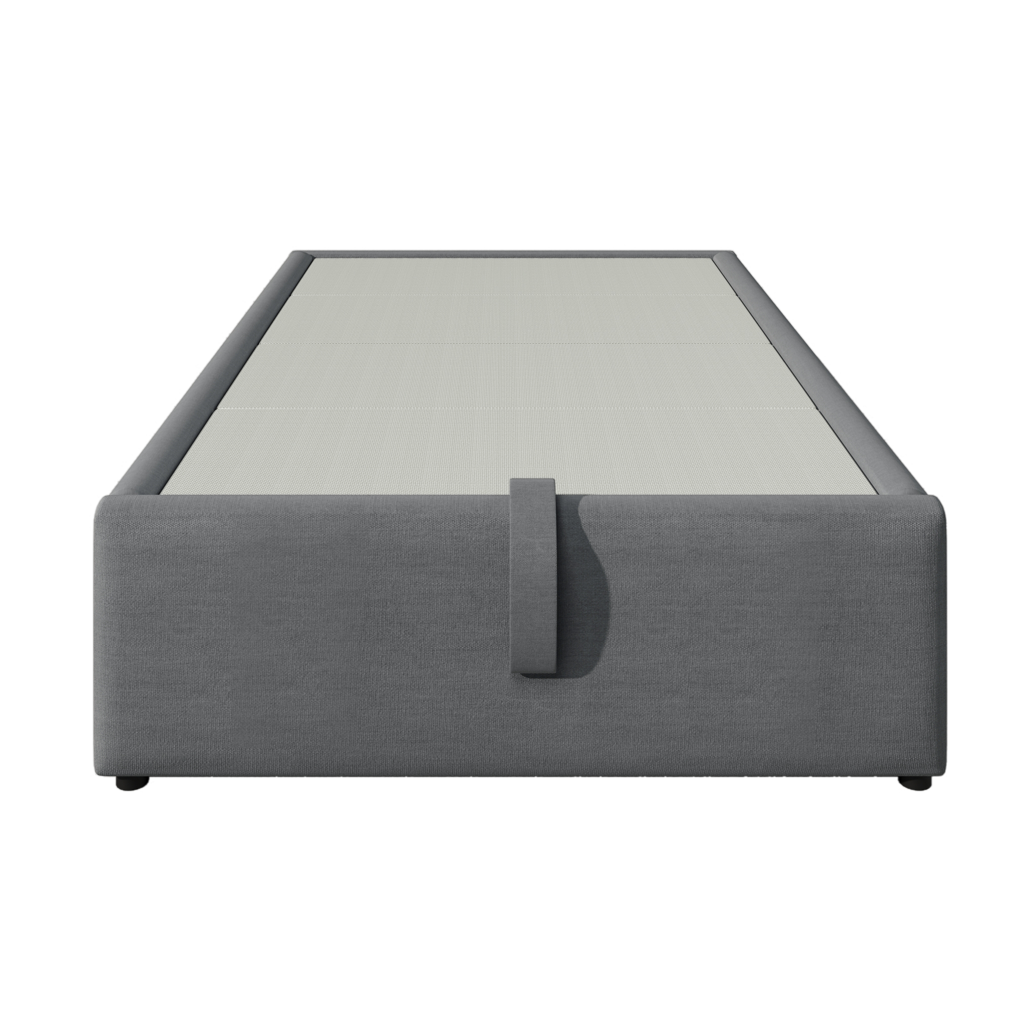 Upholstered Bed Single Bed 90x200 Cm, Structured Bed Frame With USB-C And Full Surface Slatted Frame, Without Headboard, Cotton, Grey