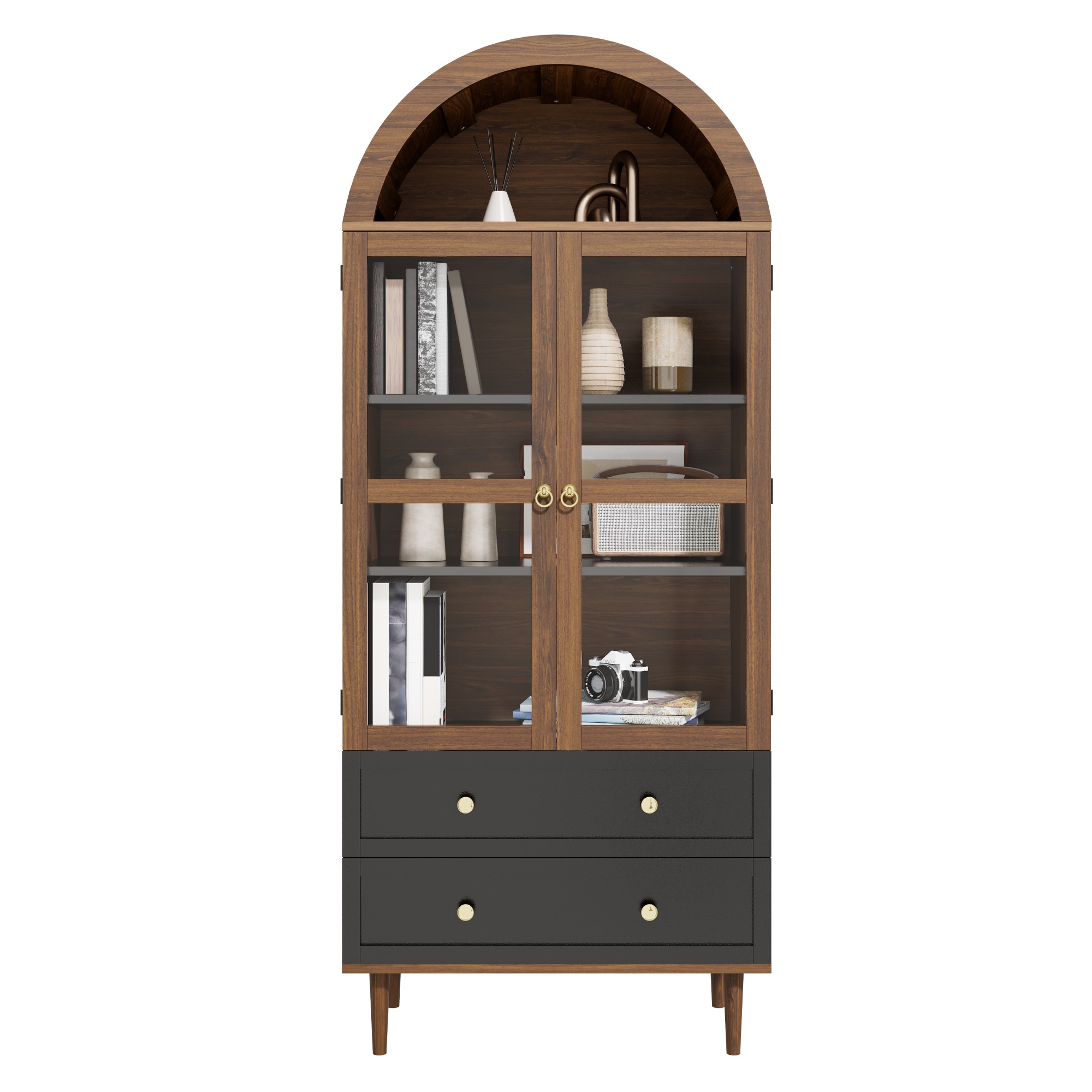 Dresser Storage Cabinet With Adjustable Shelves,Modern Retro Domed Glass Storage Cabinet,Adjustable Shelves,Luxury Sideboard