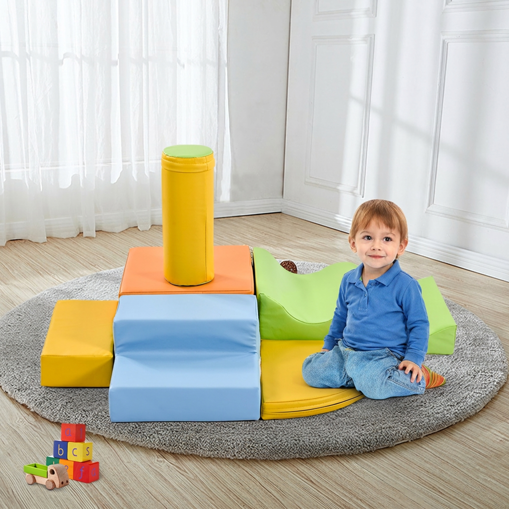 6 TLG Giant Building Blocks For Romping & Climbing Large Building Blocks For Children. Stairs And Slide For Children - Toys For Climbing, Sliding And 