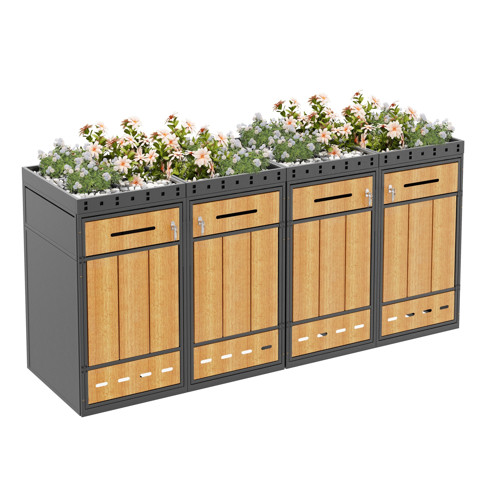 Garbage Can Box Garbage Can Box With Planting Roof Four 120-240 Liters Garbage Can Cladding Garbage Can Cabinet For Garbage Cans Garbage Box