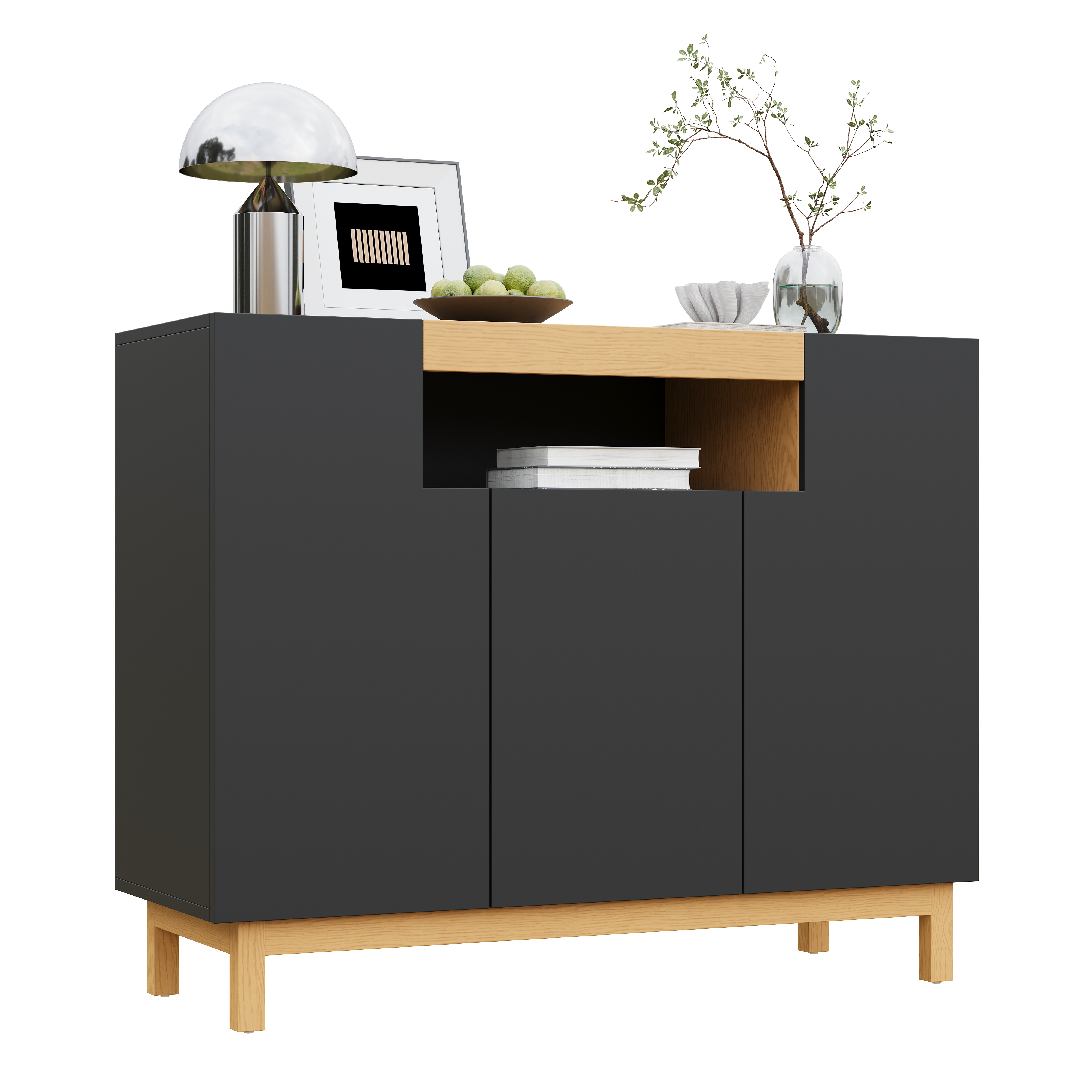 Sideboard,Three Doors,Suitable For Living And Dining Room ,Multifunctional Storage Furniture.