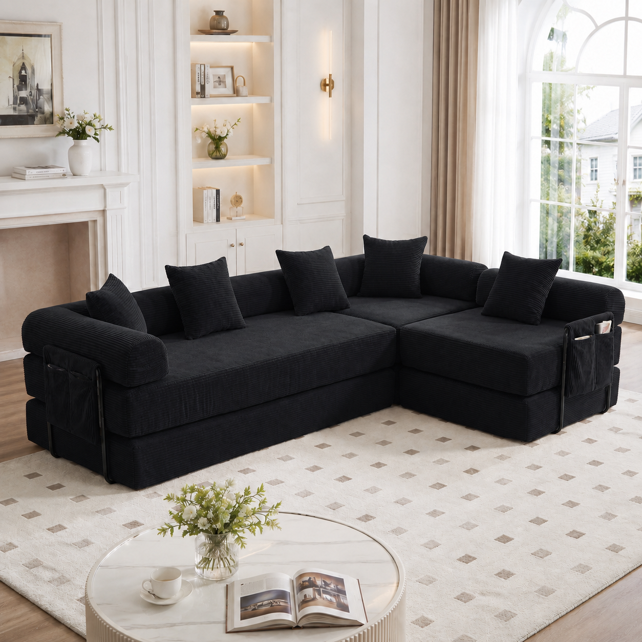 Cosy Family Sofa With Storage Space & Modular Function  Vacuum-packed For Effortless Assembly, Freely Combinable Modules And Pet-friendly. Perfect For Relaxing Moments. Black
