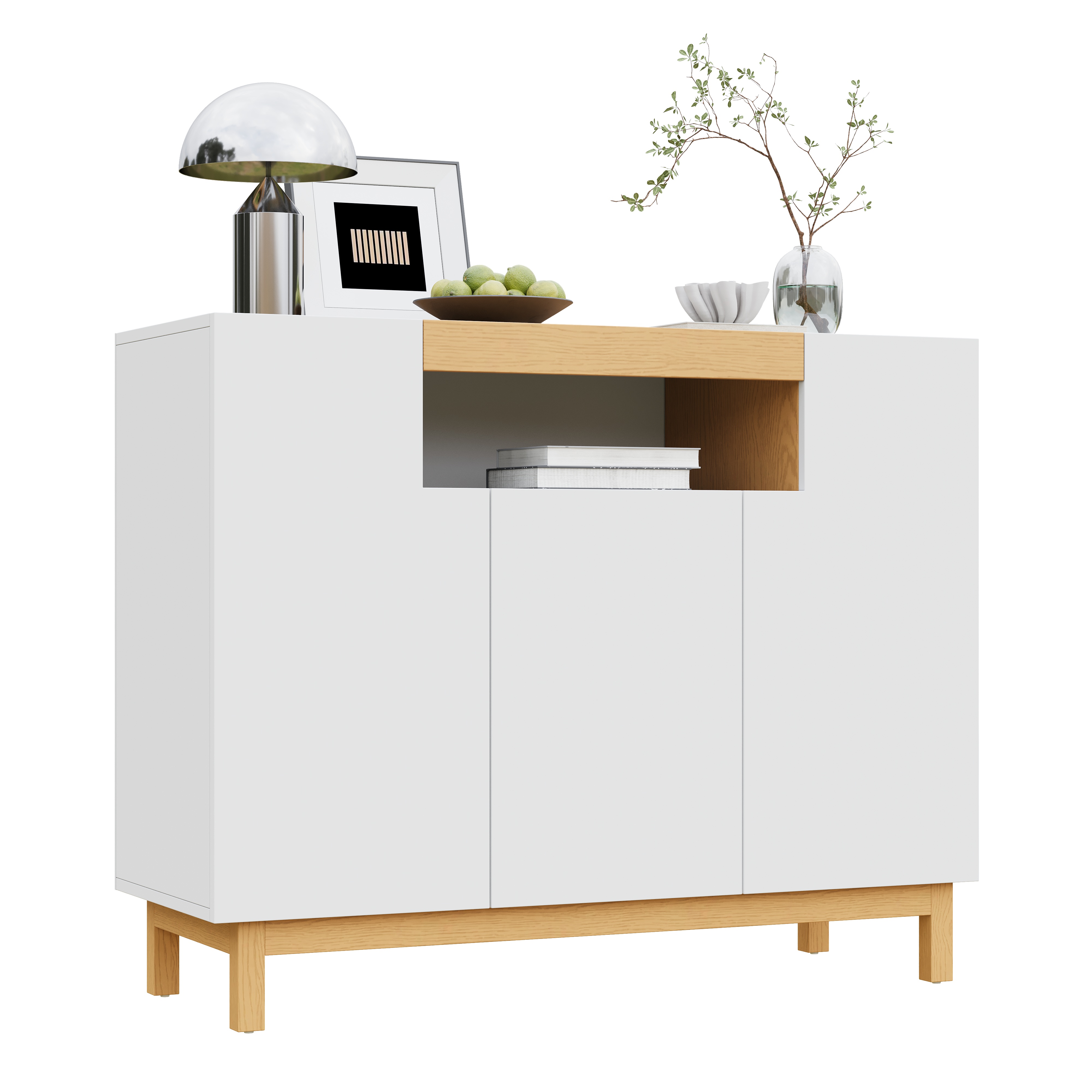 Sideboard, Three Doors, Suitable For Living And Dining Rooms, Multifunctional Storage Furniture.