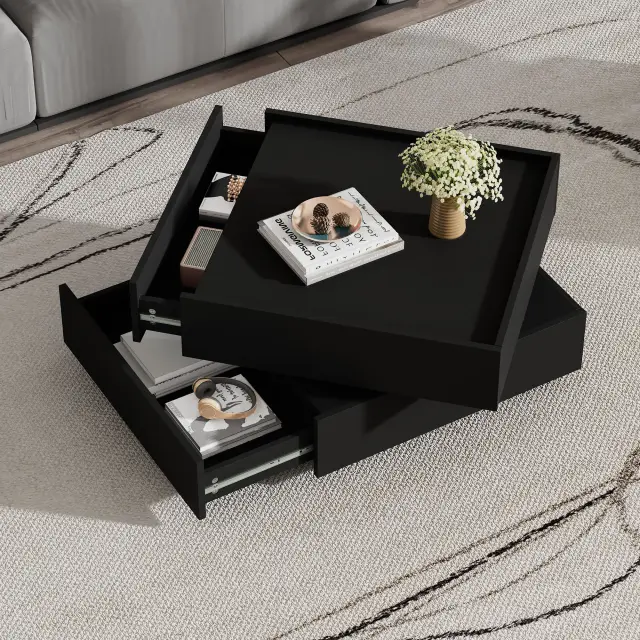 Funktionaler Couchtisch mit 360° drehbarer Platte