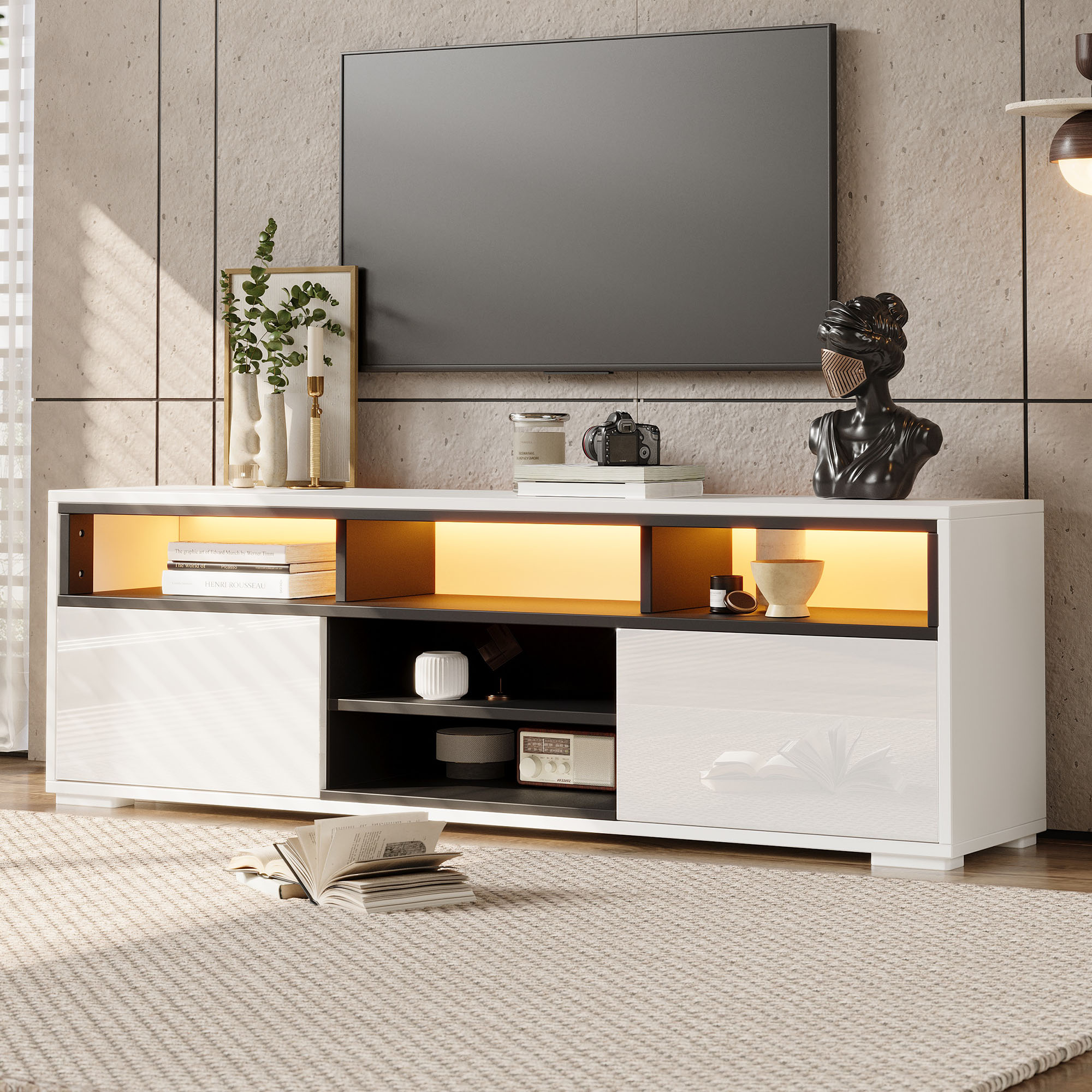 Banc TV LED 150 X35 X50 Cm en Haute Brillance