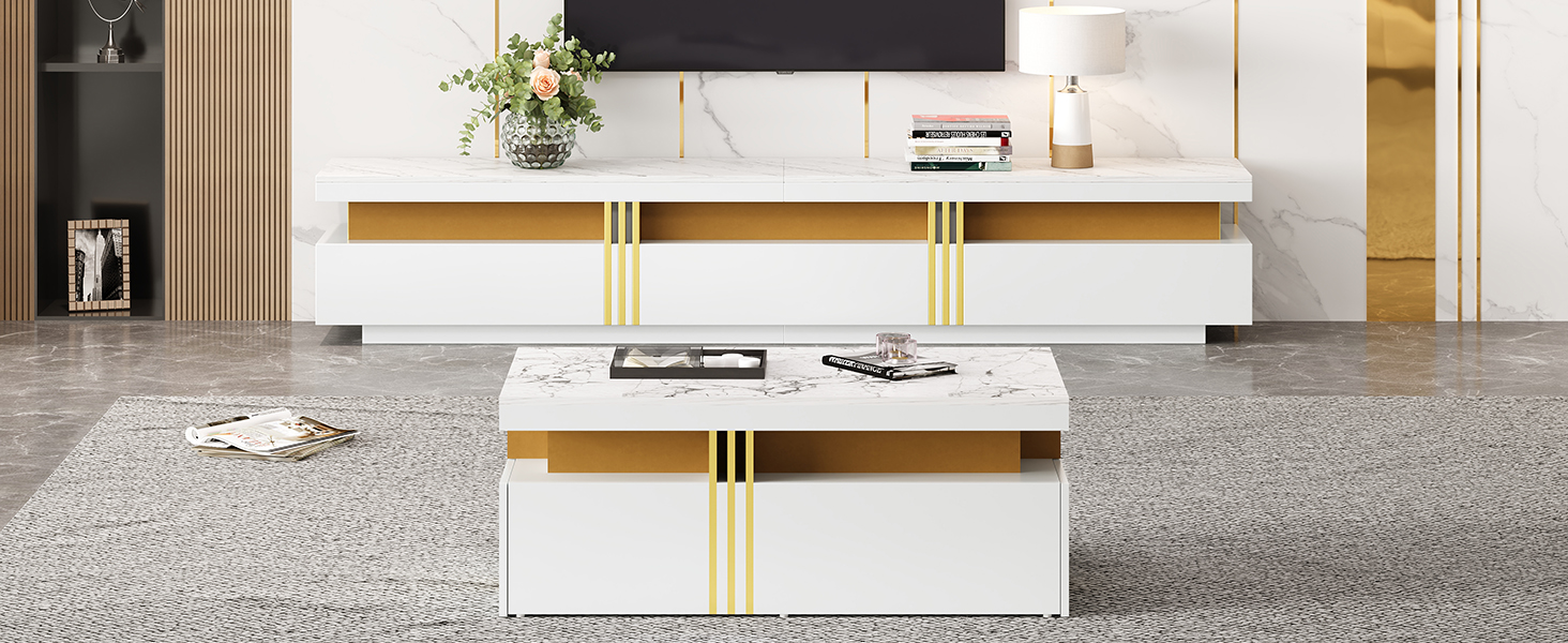 Ensemble de placard TV blanc, ensemble de placard de salon, meuble TV table basse â Image 3