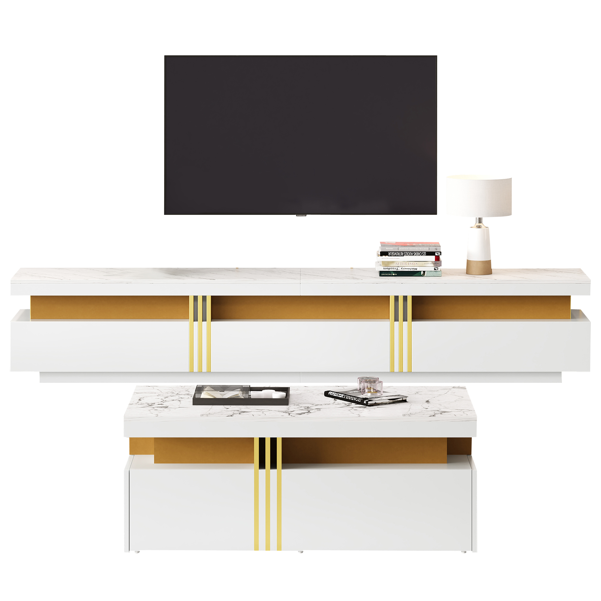 Ensemble de placard TV blanc, ensemble de placard de salon, meuble TV table basse â Image 4