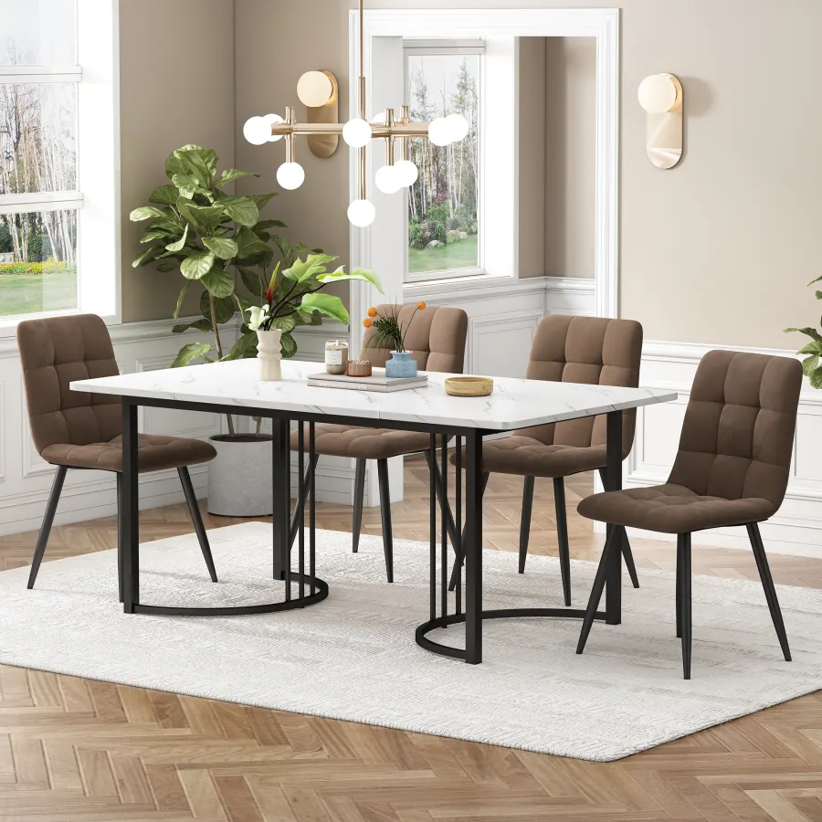5-Piece Dining Set Dining Table With 4 Chairs Modern Kitchen Table Set