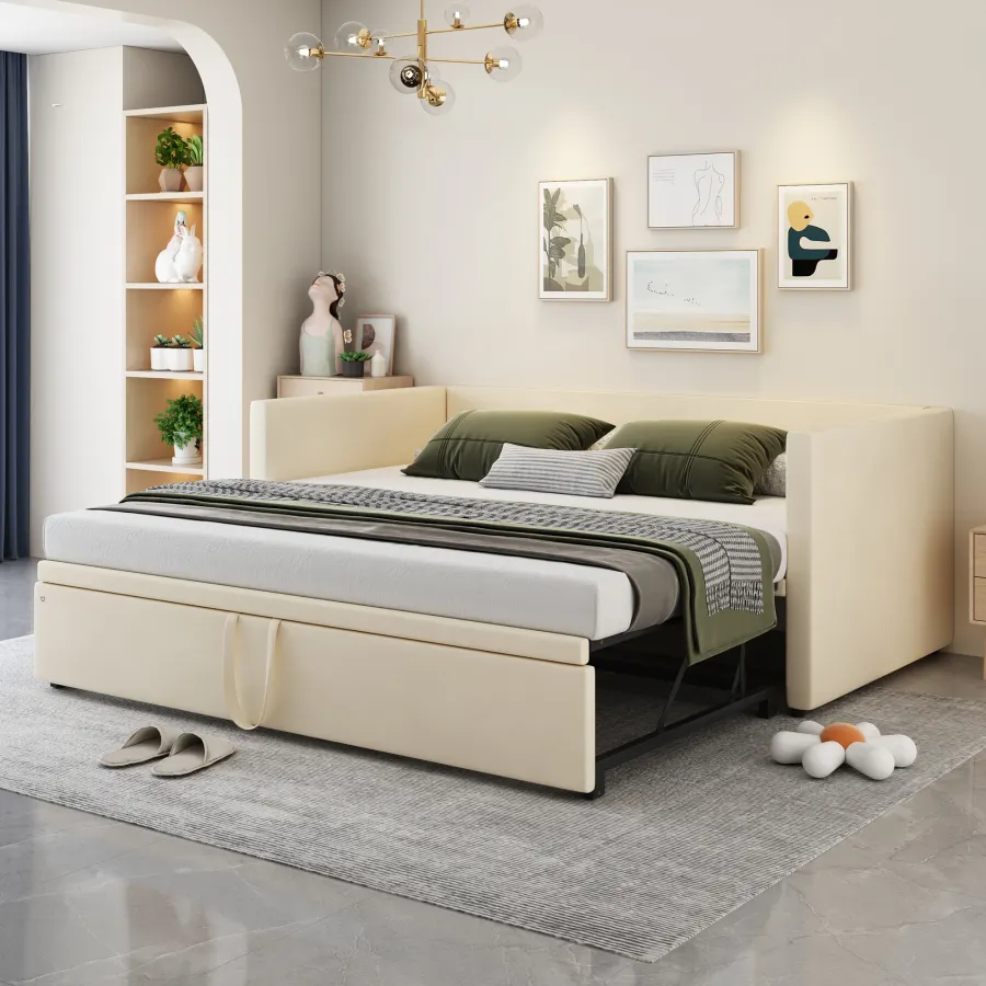 Upholstered Bed Pull-Out Sofa Bed 90 180X200 Cm With Slatted Frames