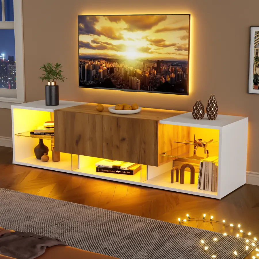 3 Tier TV Console Cabinet For TVs Up To 70