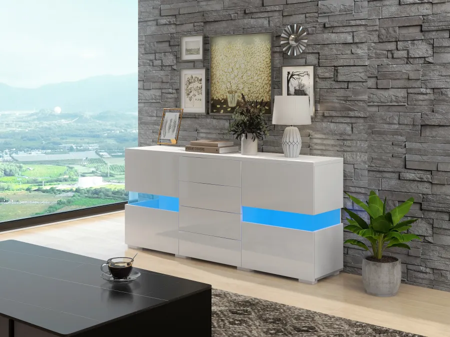 High Gloss White Sideboard Storage Cabinet Cabinet Unit With 16 Colors