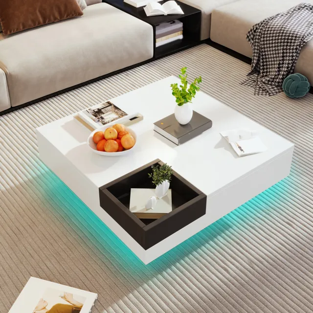 Couchtisch mit LED und herausnehmbarer Aufbewahrungsbox