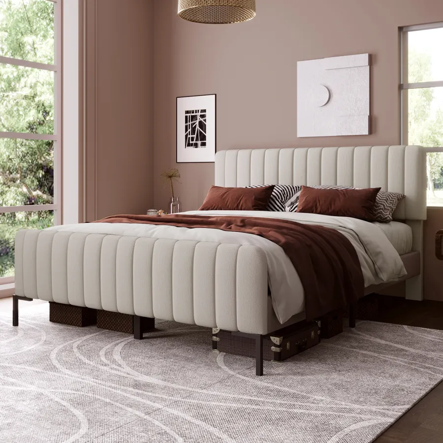 Upholstered Double Bed 140 X 200 Cm
