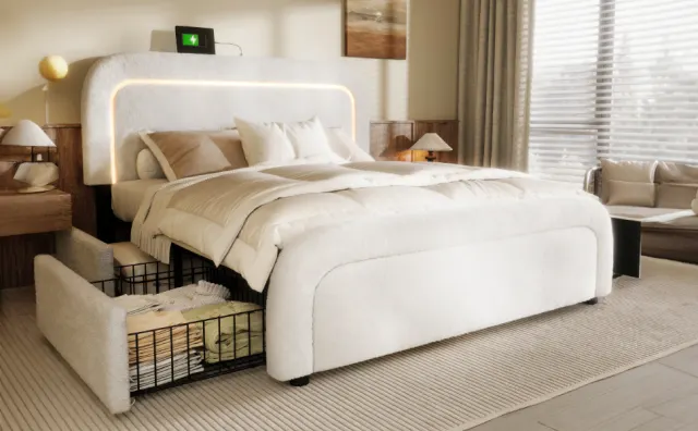 Bed Frame With USB Type-C Charging Function