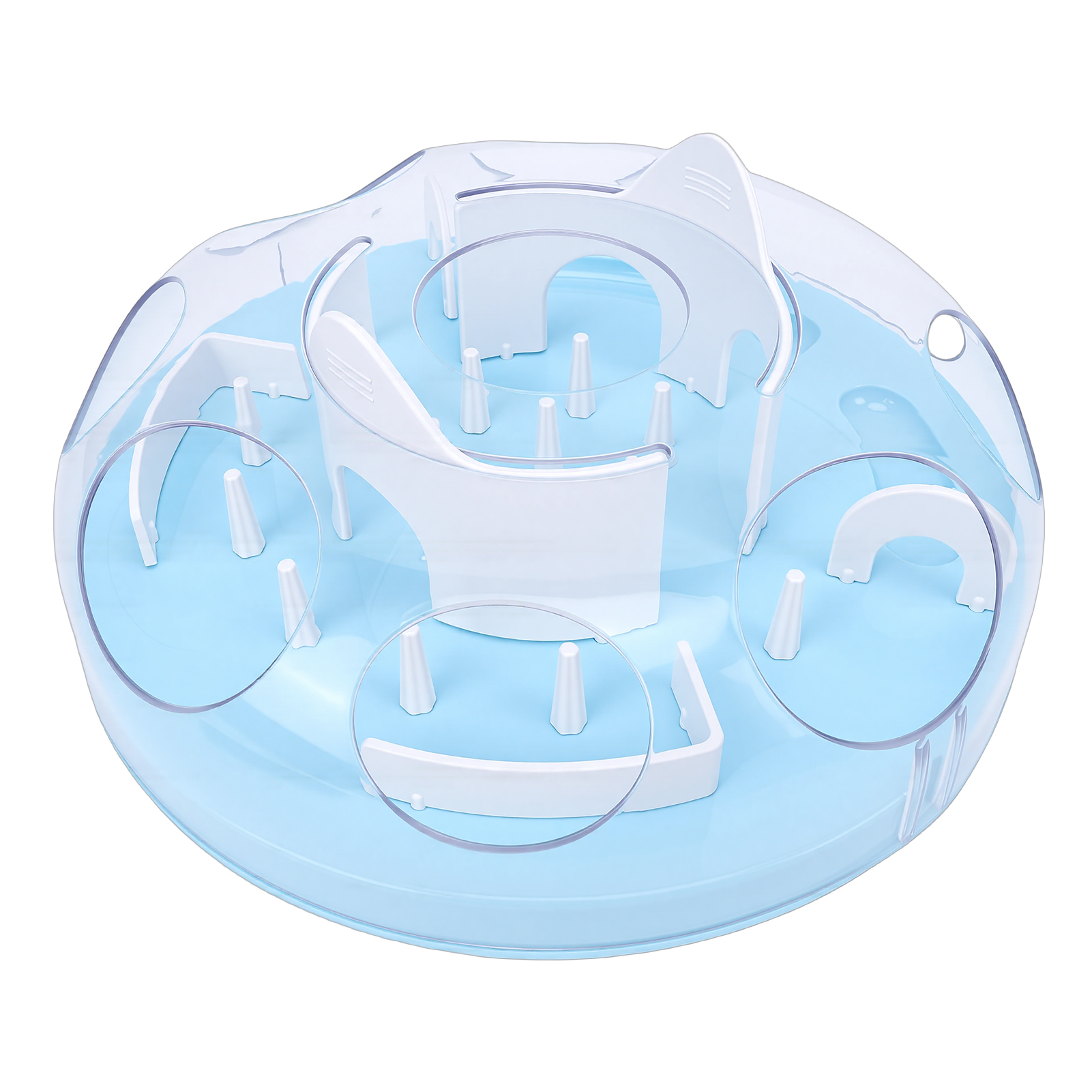Interactive Cat Puzzle Feeder Funny Cat Puzzle Food Dispenser Enrichment Toy For Pets Play And Exercise Blue
