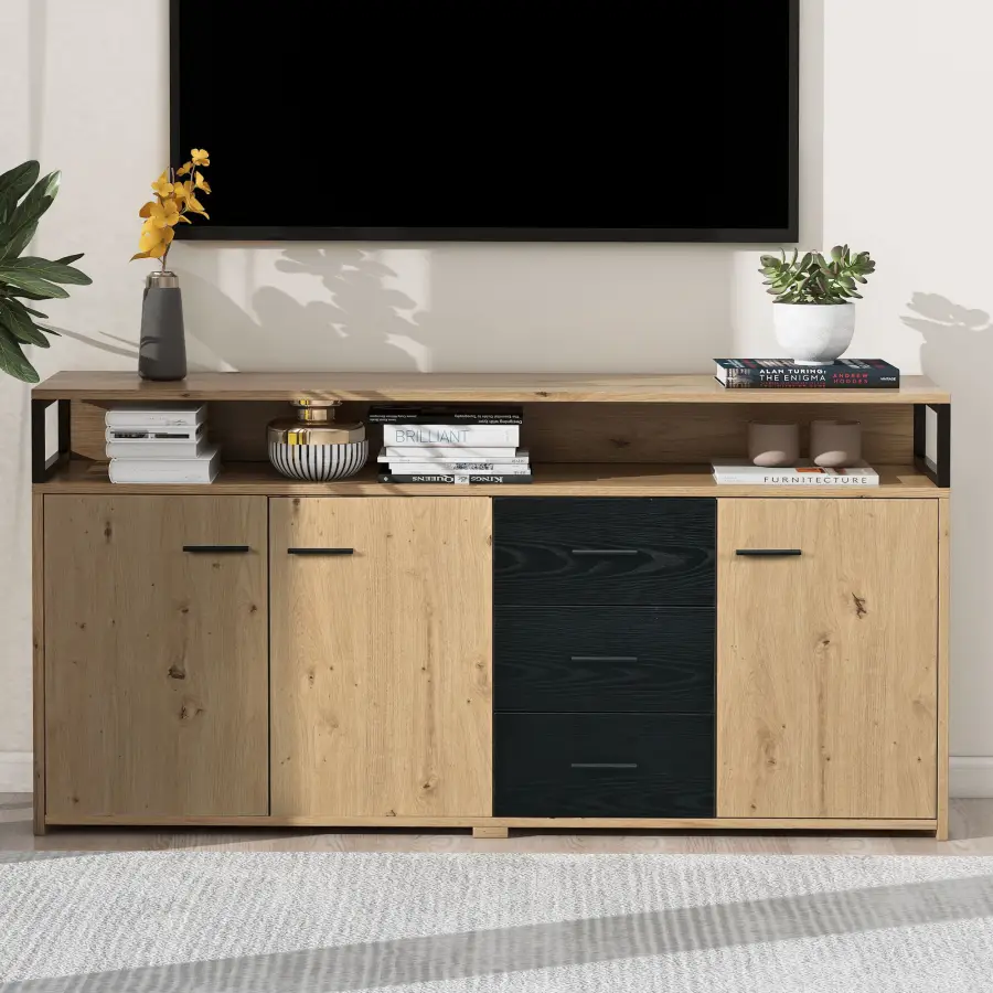 Industrial Sideboard With 3 Doors And 3 Drawers