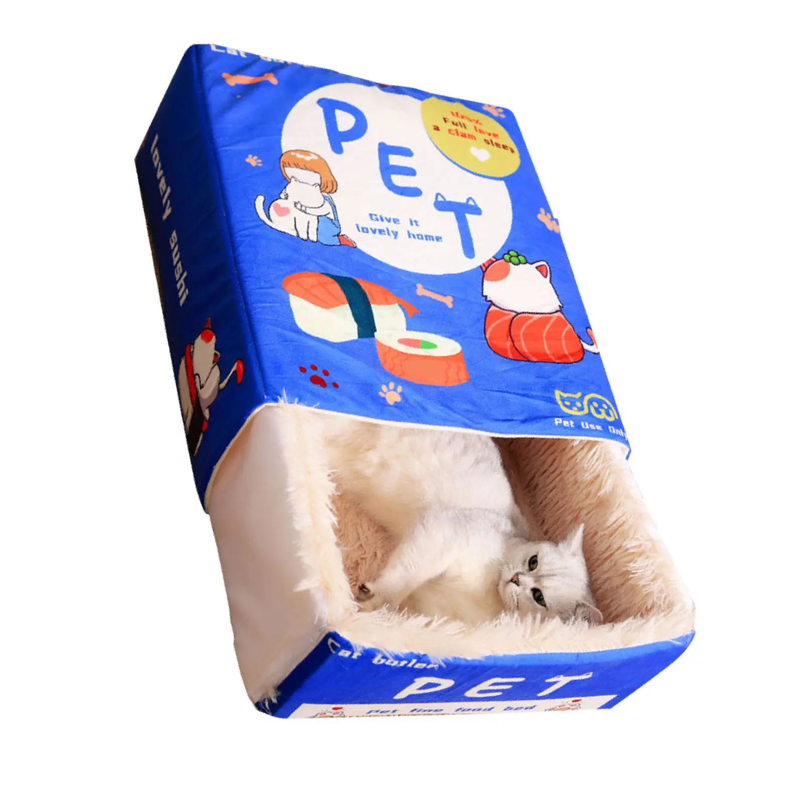 Snack Box Cat Bed Cartoon Rectangular Fully