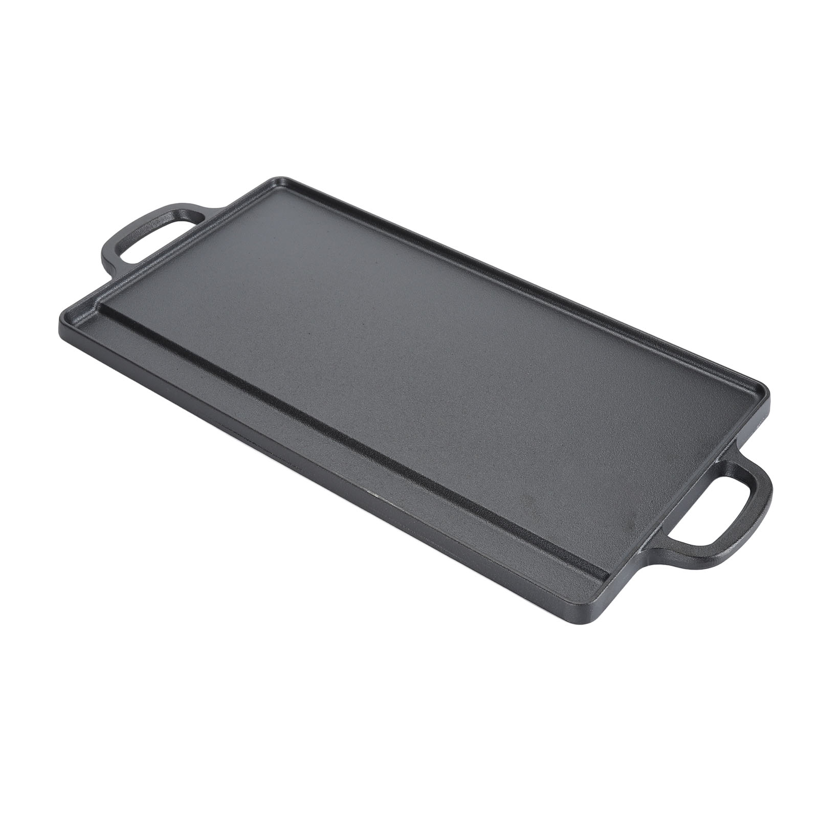 Gril rectangulaire en fonte polyvalent sûr grand espace double face double oreilles