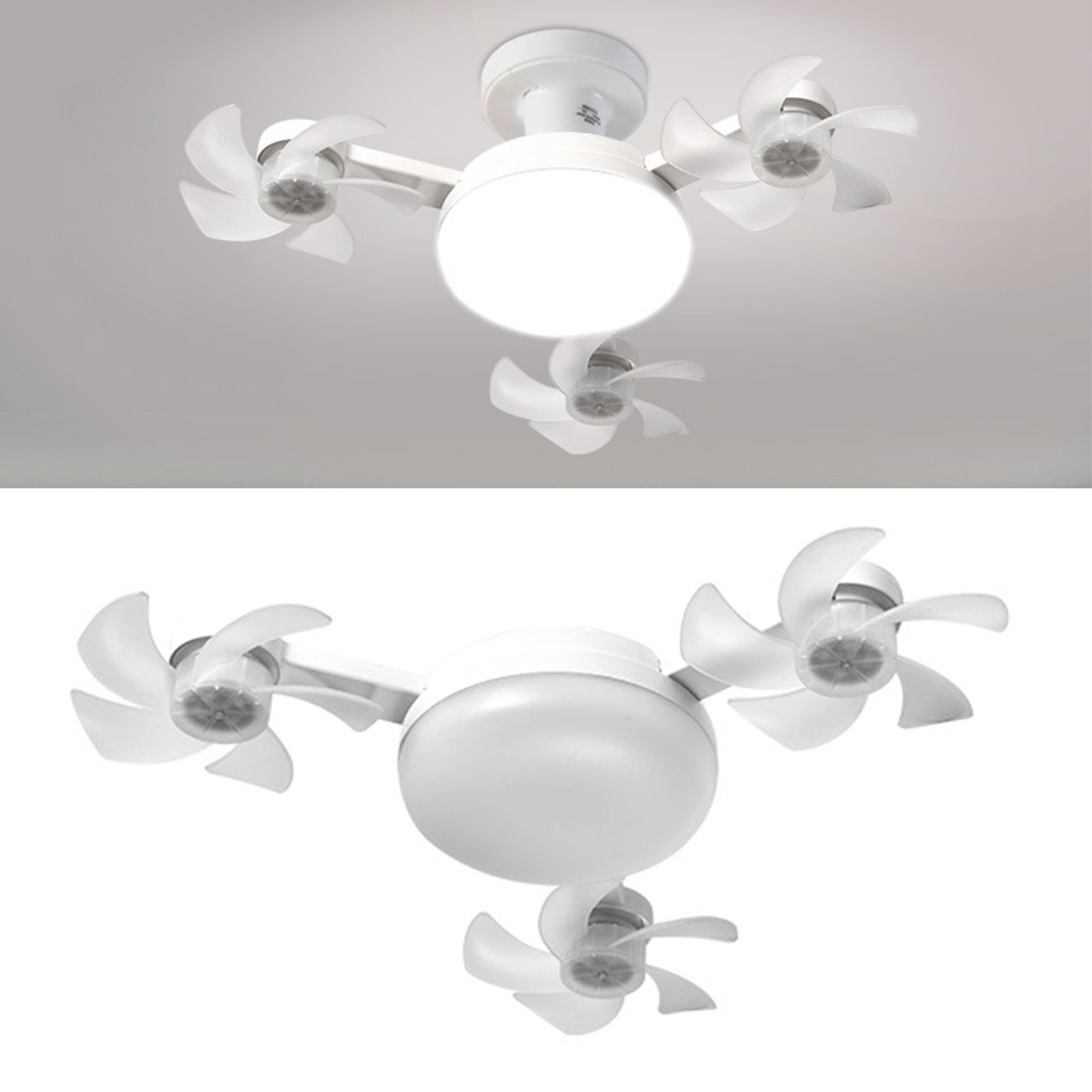 Ceiling Fan With Light And Remote E26 E27 3 Speeds 3 Colors 2 Timers Quiet Foldable Modern LED Fan Light For Living Room Bedroom 3 Heads 3