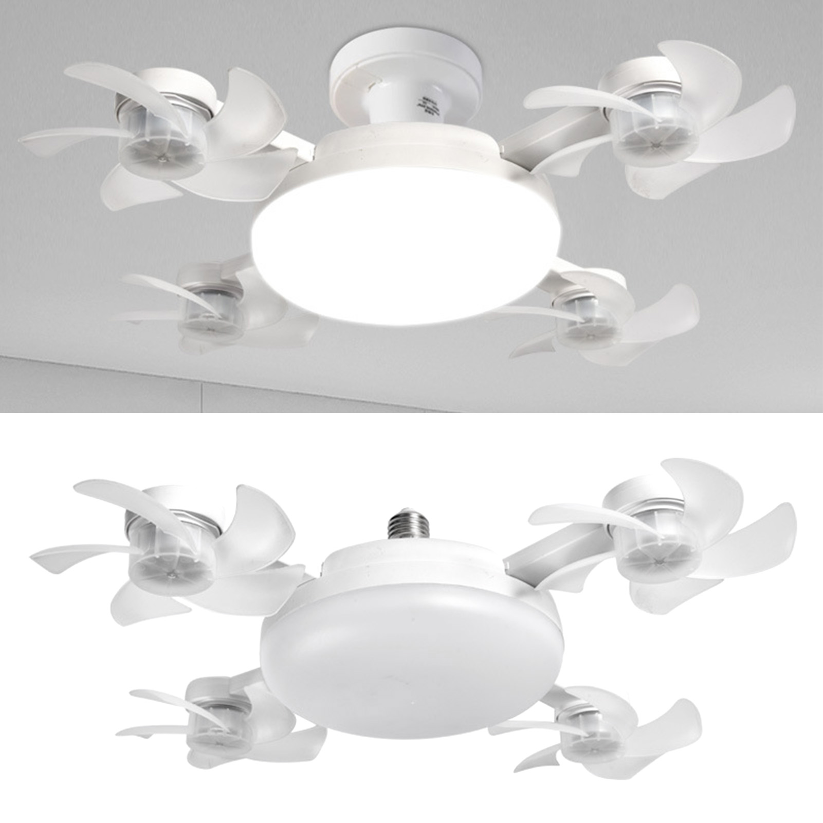 Ceiling Fan With Light And Remote E26 E27 3 Speeds 3 Colors 2 Timers Quiet Foldable Modern LED Fan Light For Living Room Bedroom 4 Heads 3