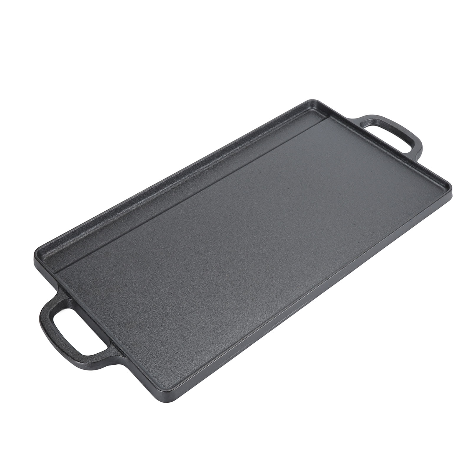 Gril rectangulaire en fonte polyvalent sûr grand espace double face double oreilles – Image 3