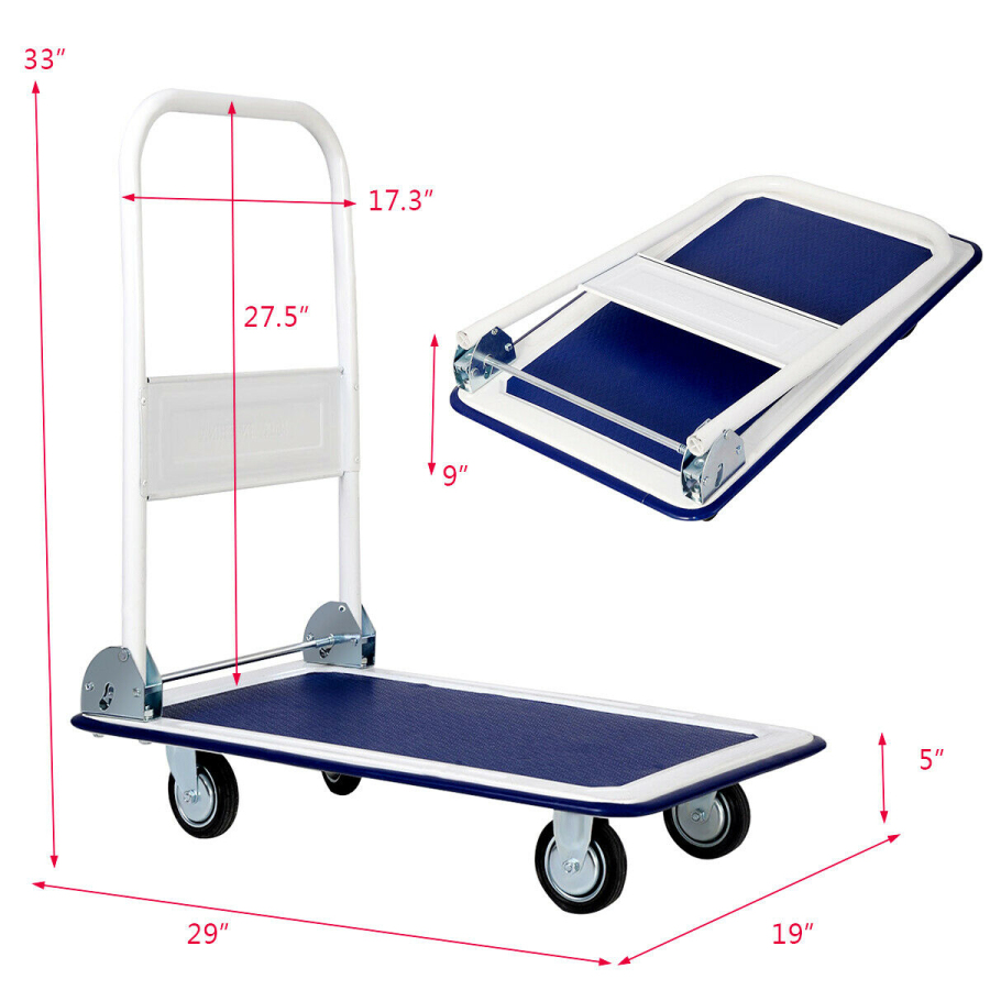 330 Lbs Platform Cart Dolly Foldable Warehouse Push Hand Truck