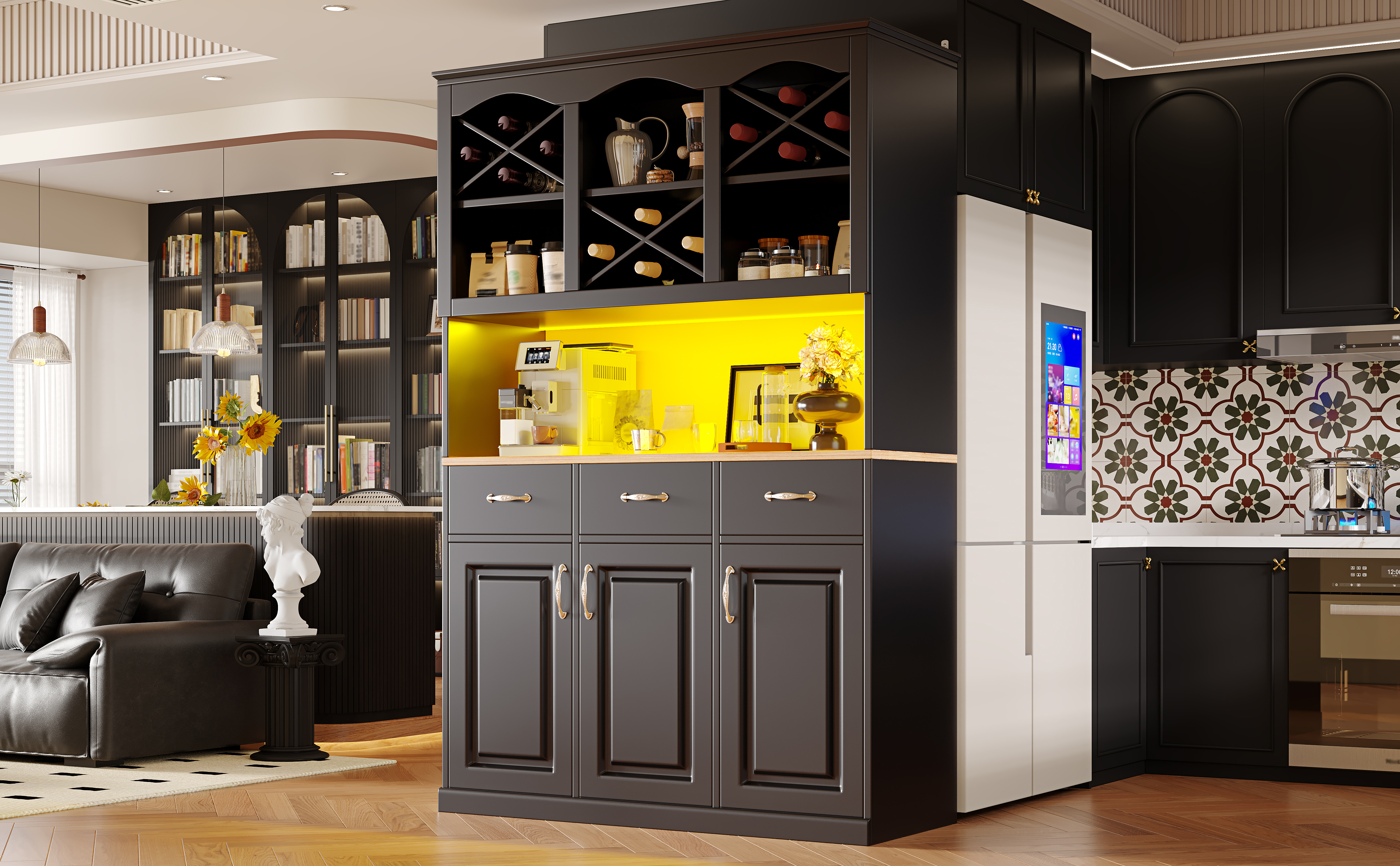 Kitchen Cabinet 120 X40 X 180 Cm Tall Buffet, Multi Purpose Snack Storage — image 4