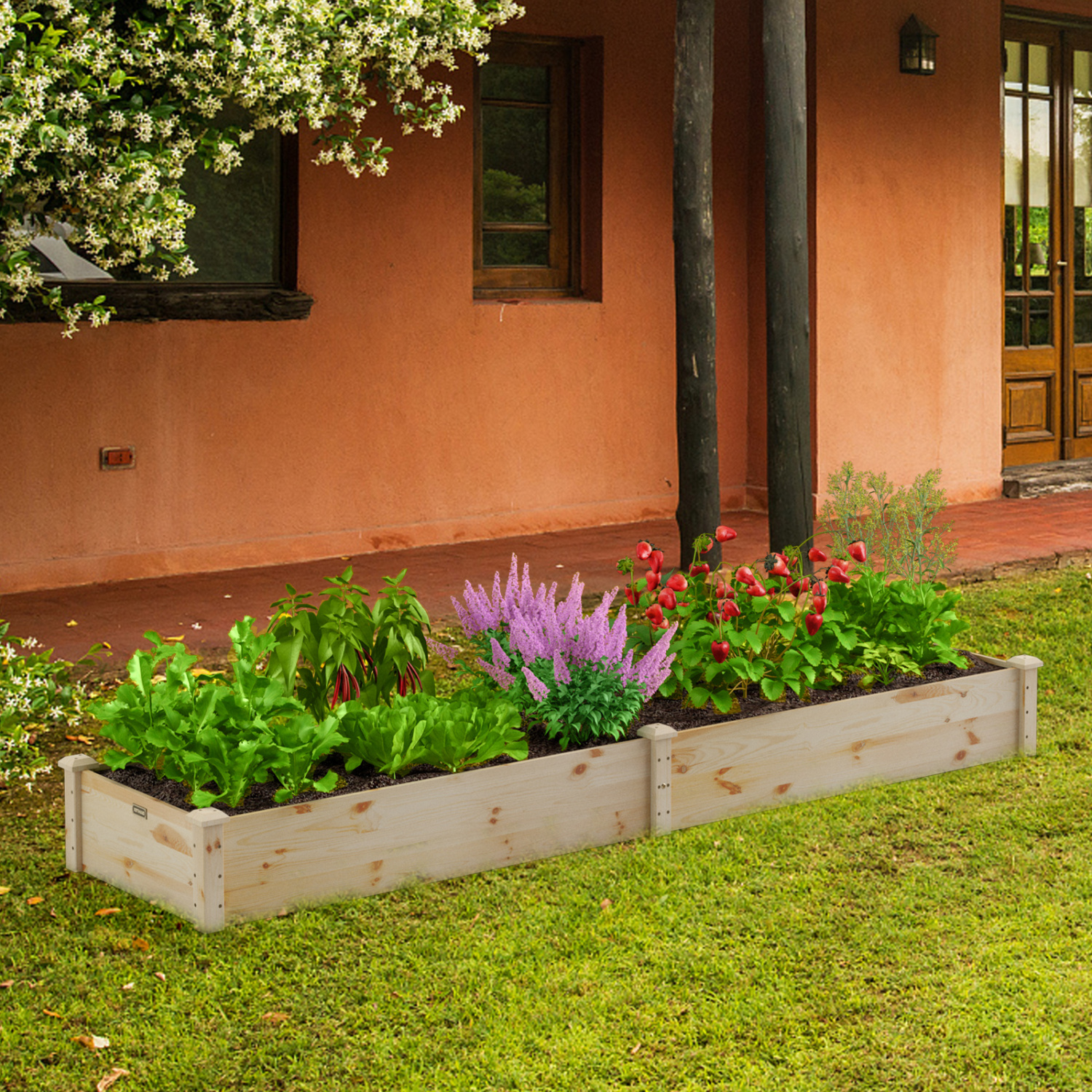Wooden Vegetable Raised Garden Bed For Backyard Patio Balcony
