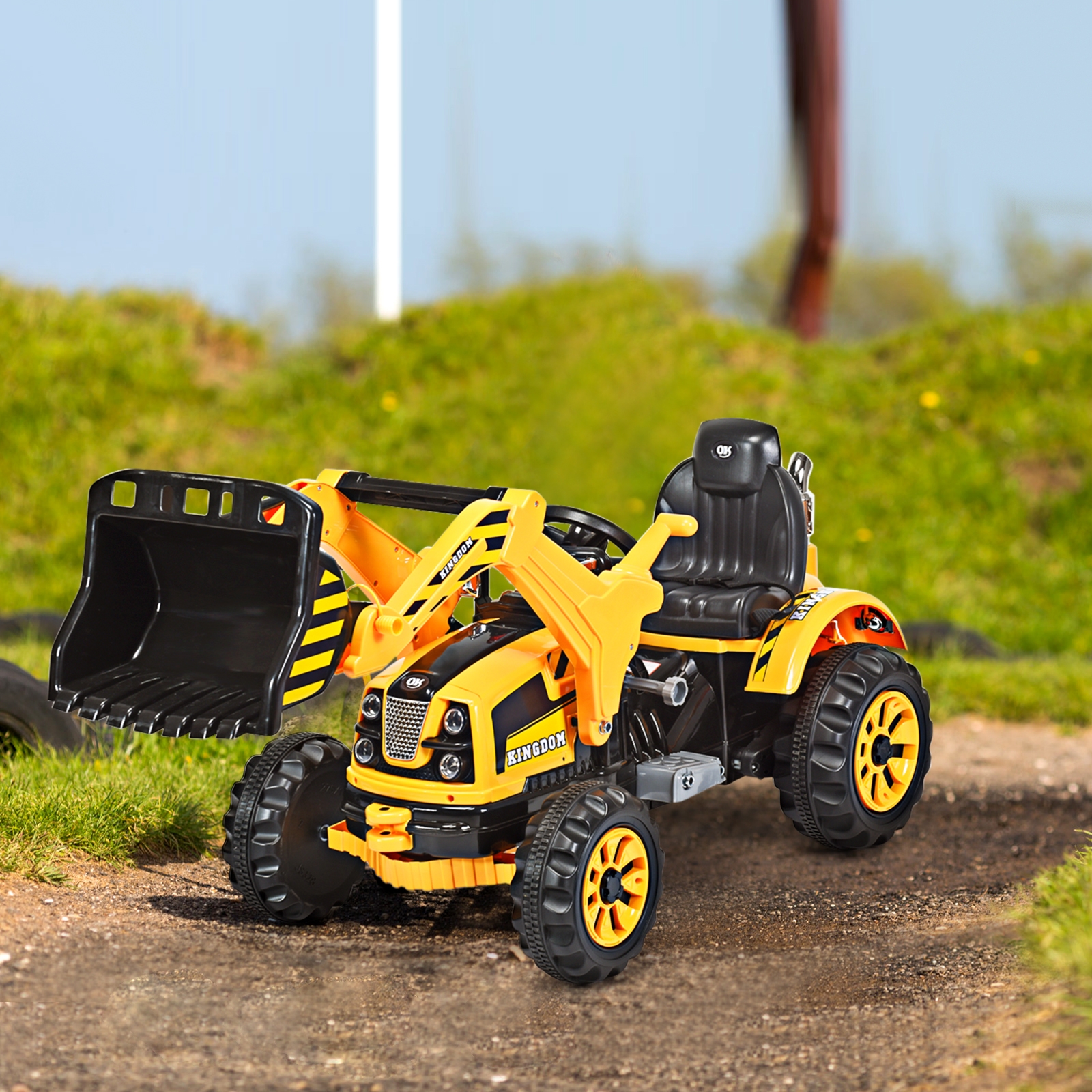 12 V Battery Powered Kids Ride On Dumper Truck-Yellow.