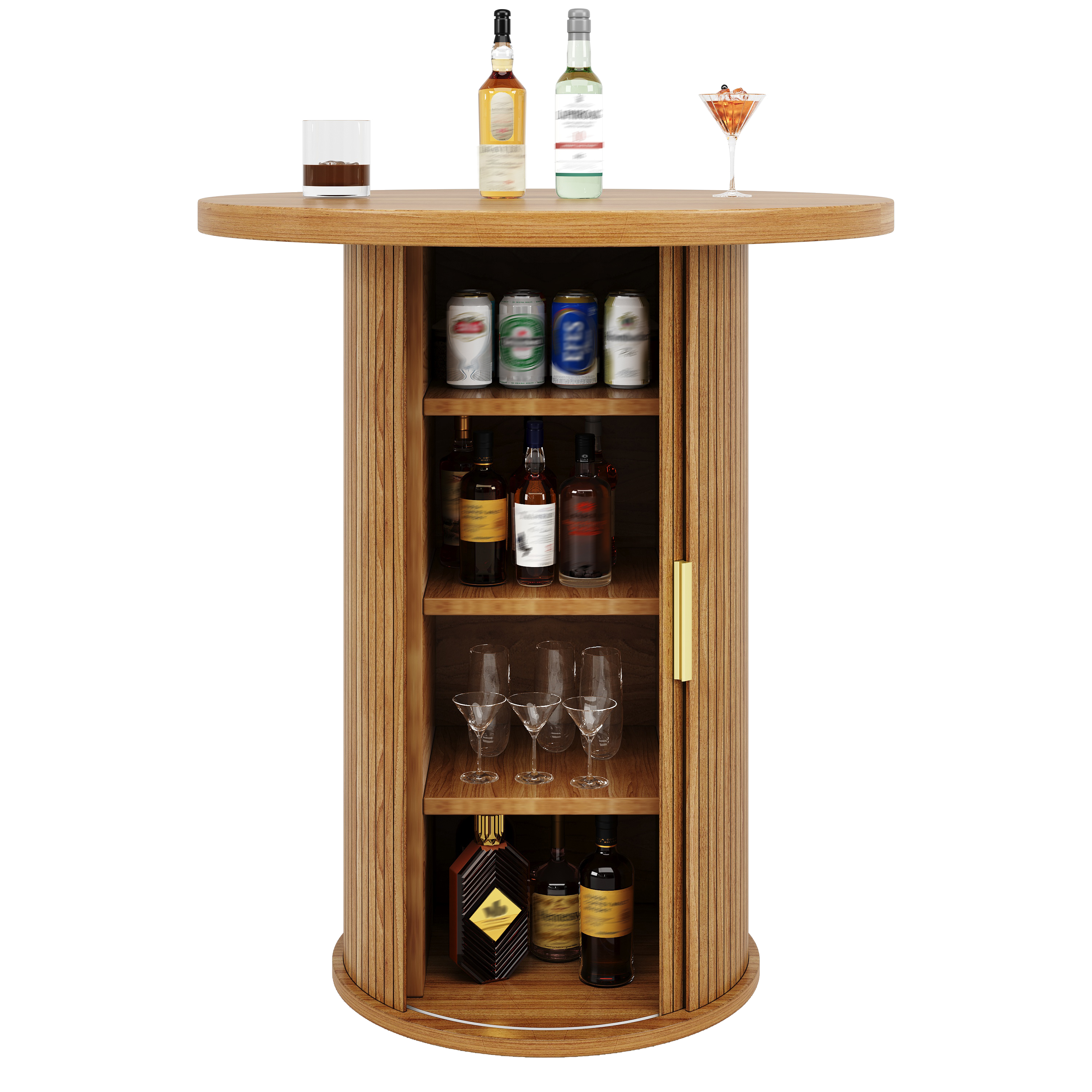 Round Bar Table With Storage, 91.6cm High Standing Cabinet, MDF Wood Look, Load — image 4