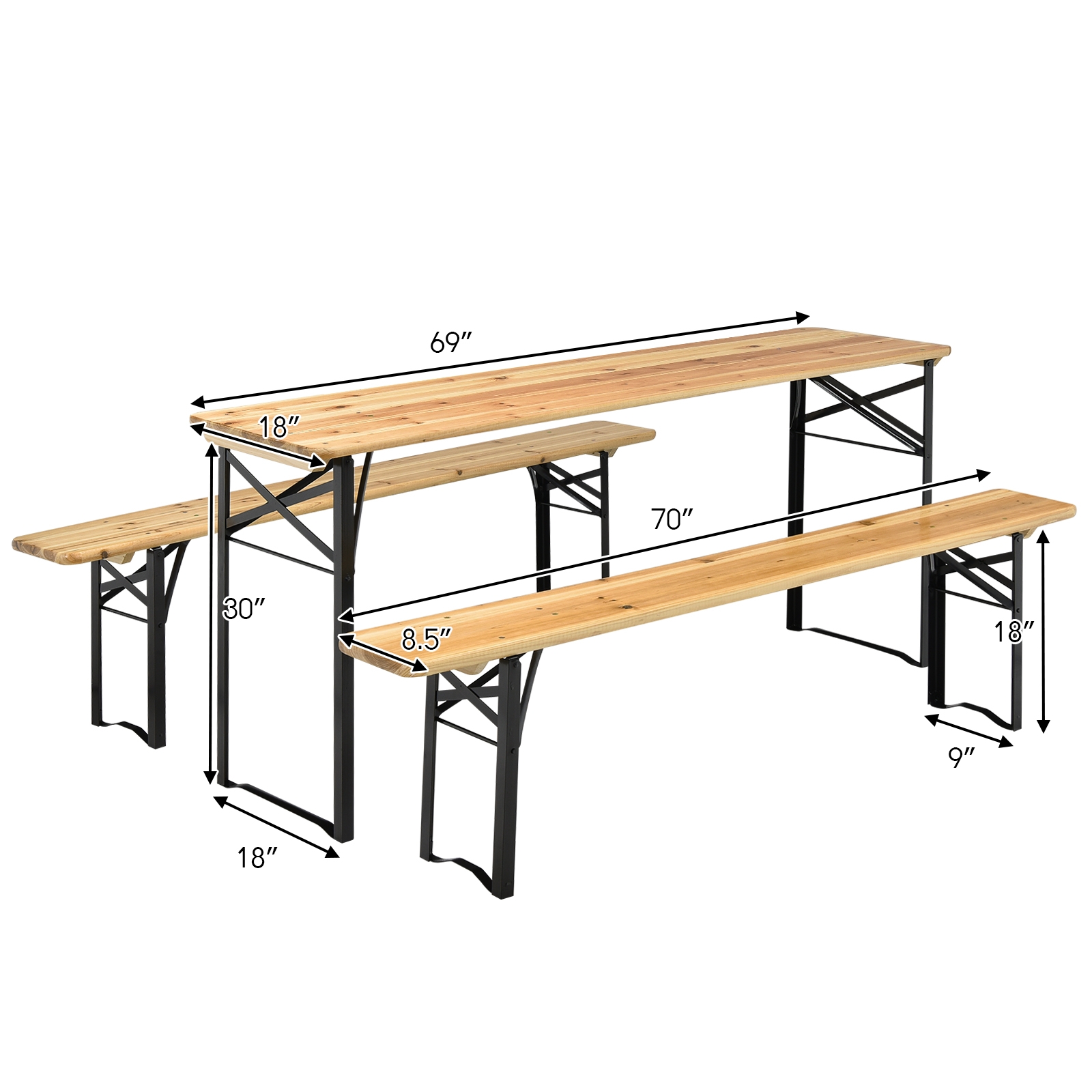 Folding Wooden Picnic Table Bench Set, picture 4 of 5