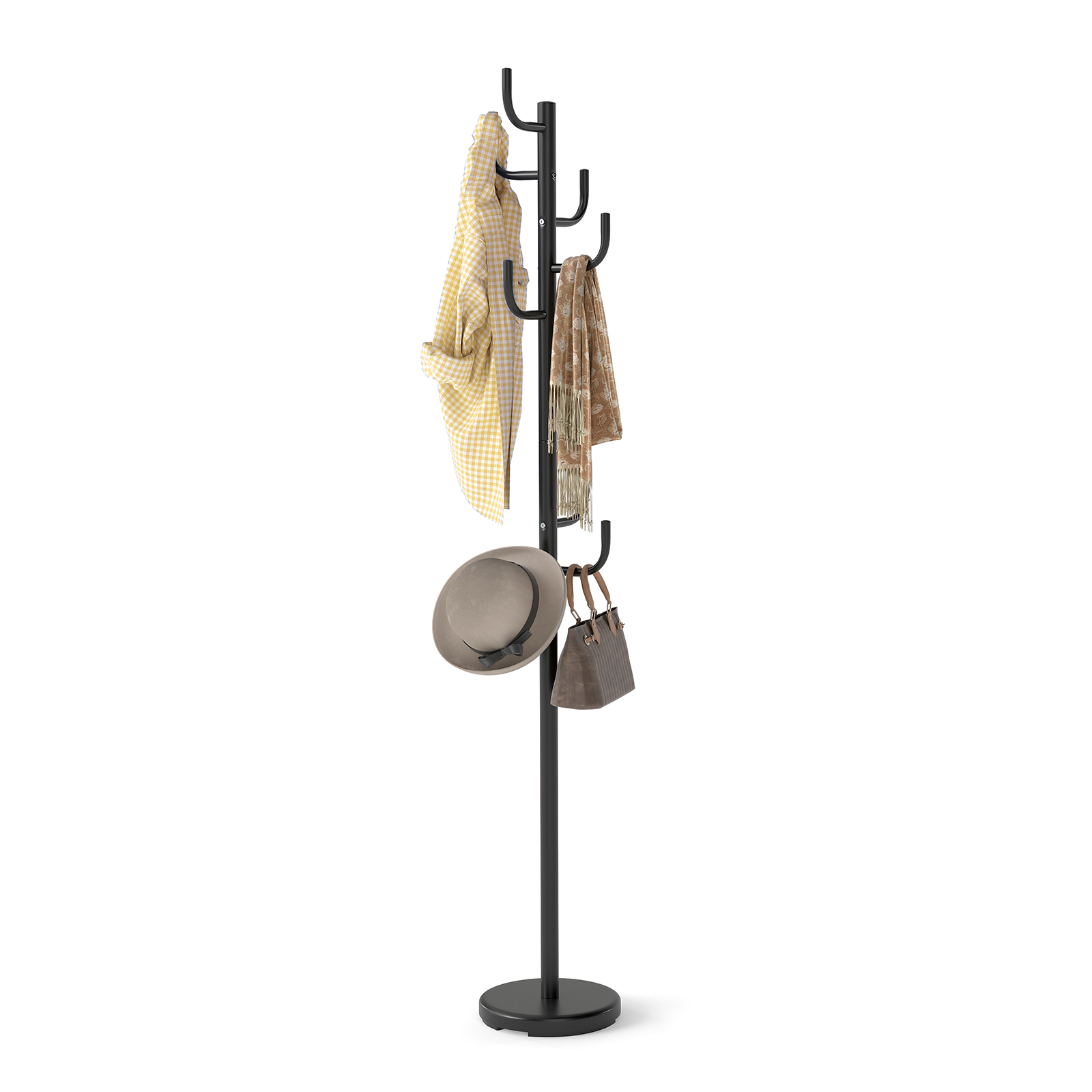 Metal Coat Rack Stand With 8 Sturdy Hooks And Metal Base thumbnail 2