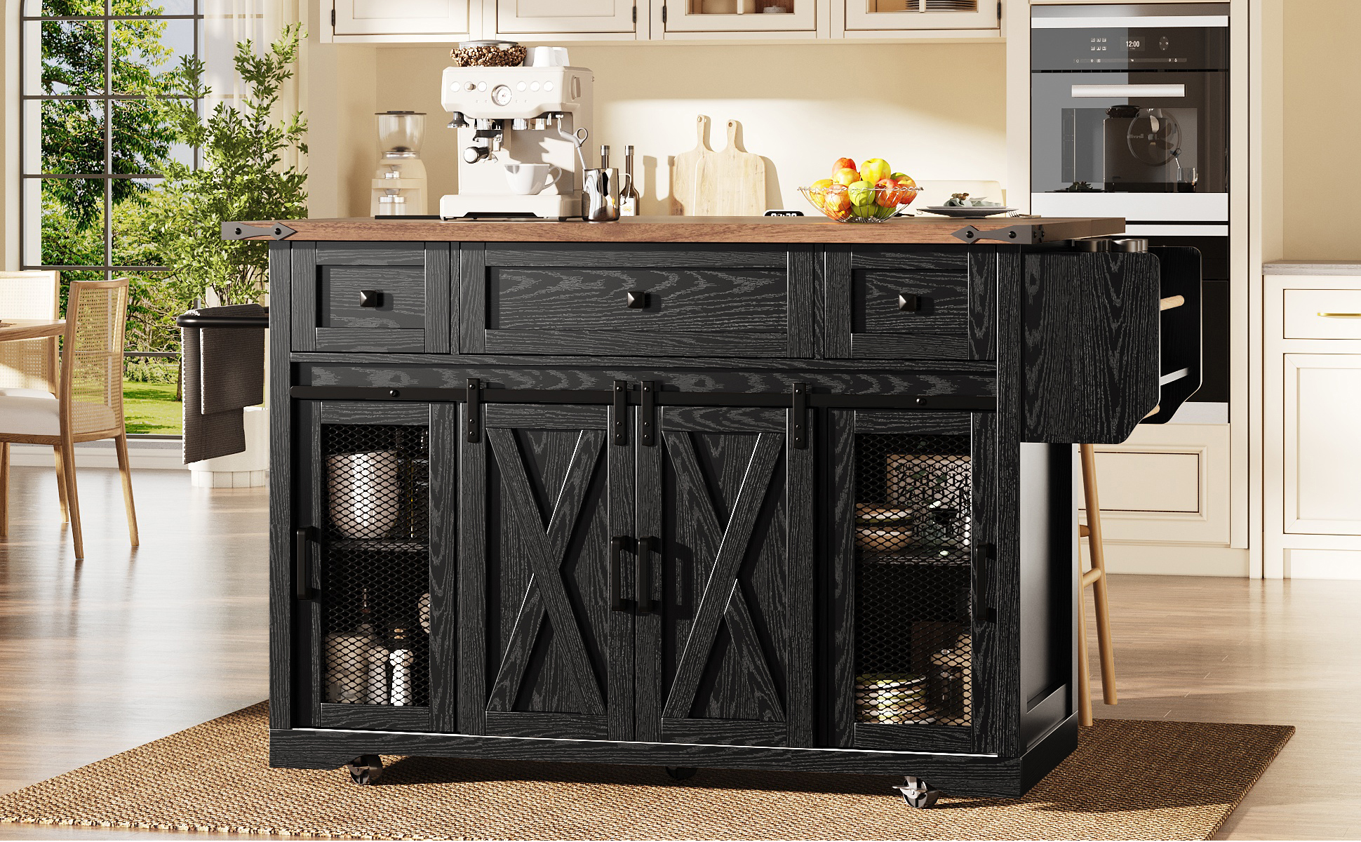 Kitchen Island Trolley With Extendable Worktop And Power Connection, 91cm — image 5
