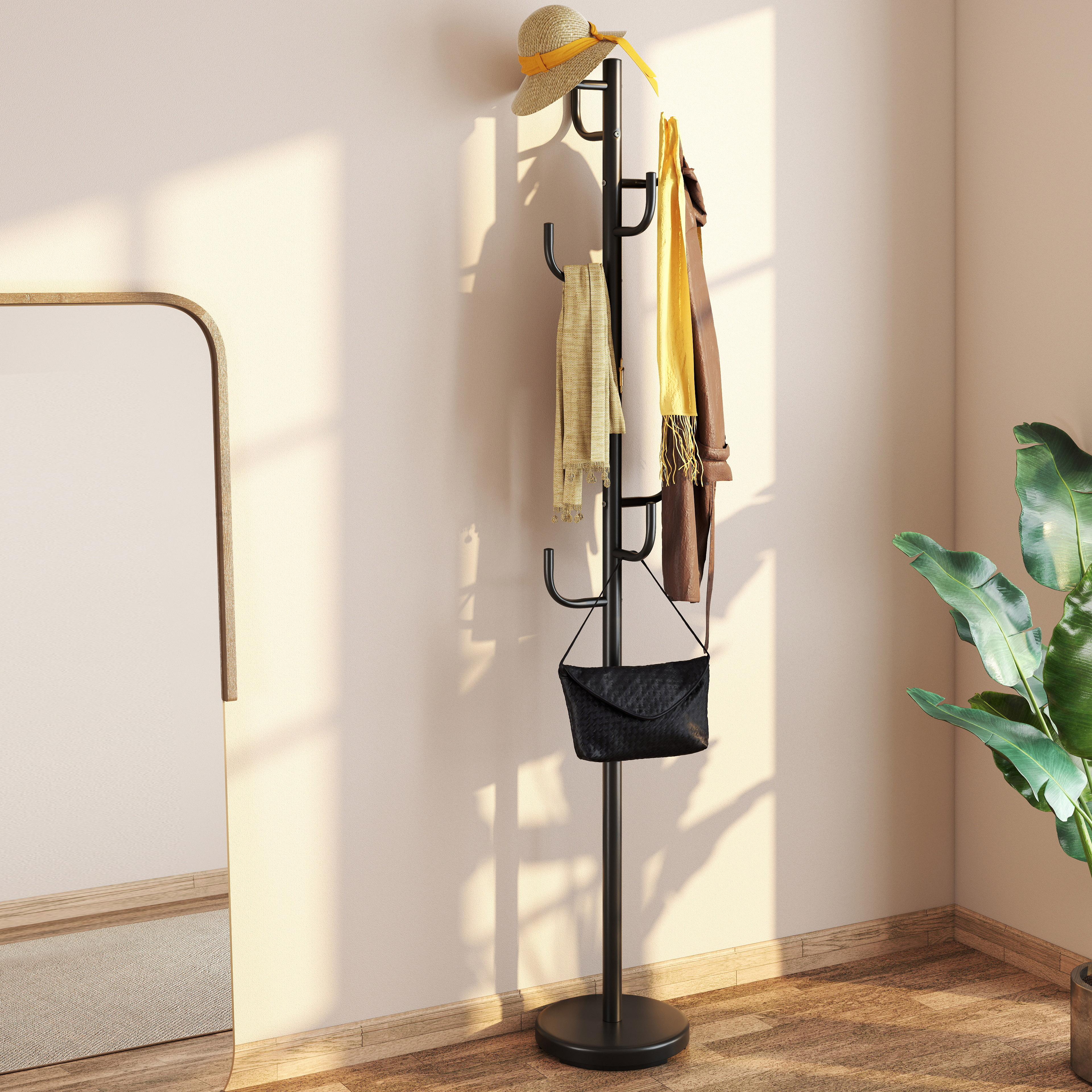 Metal Coat Rack Stand With 8 Sturdy Hooks And Metal Base thumbnail 4