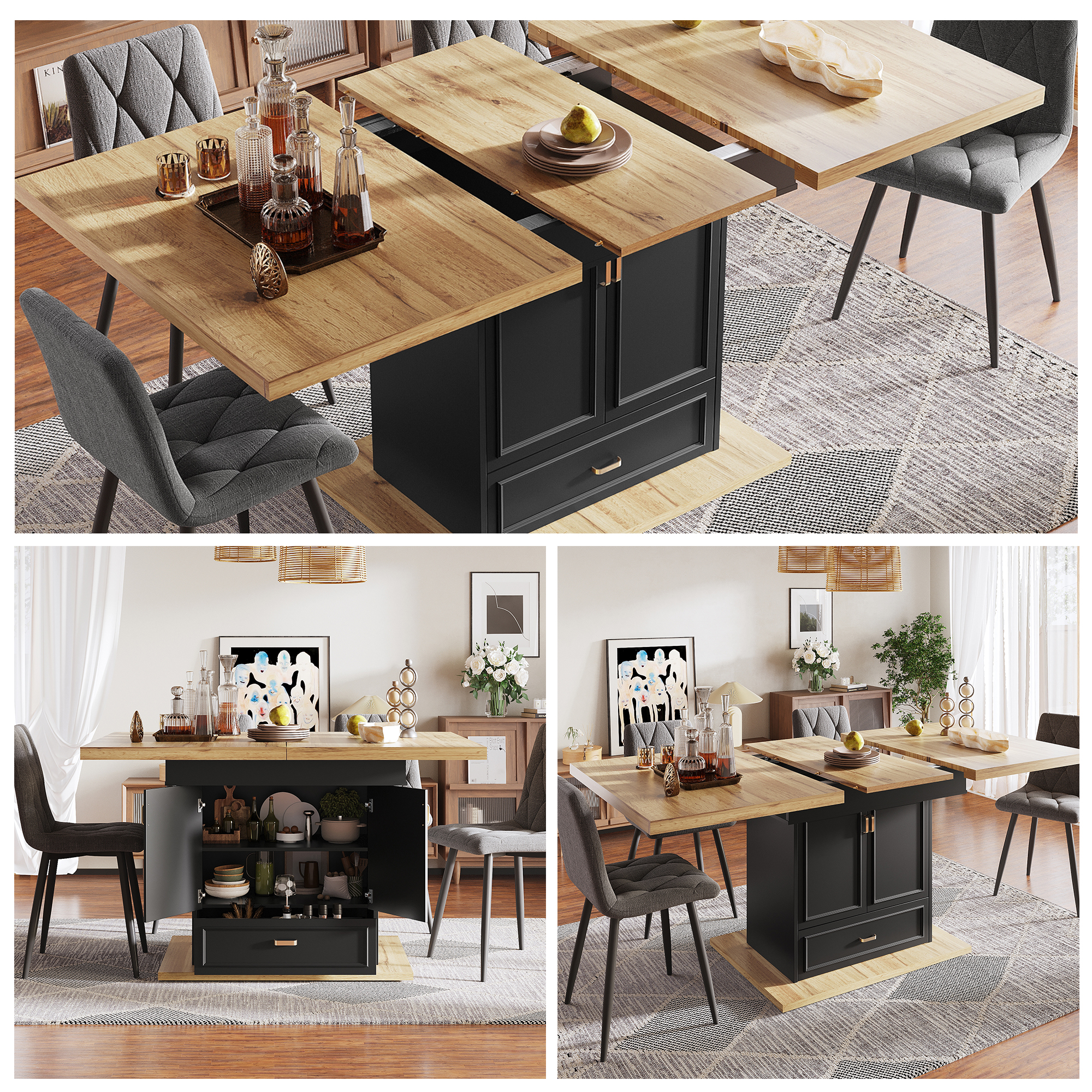 Extendable Dining Table - 110-140 Cm Wooden Table For Kitchen & Dining Room - 6-person Dining Table - Dimensions 110 X 80 X 75 Cm - For Terrace And Li