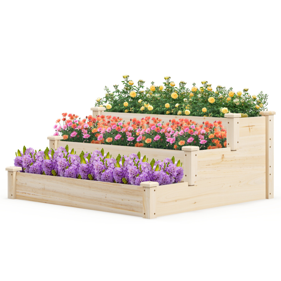 3 Tier Elevated Wooden Vegetable Garden Bed