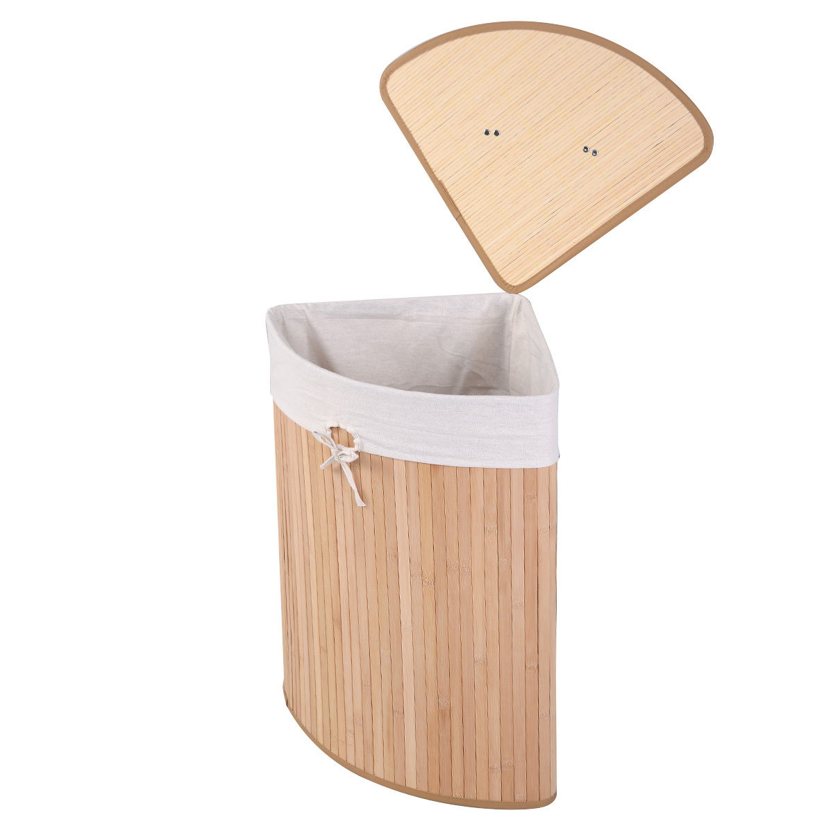 Corner Bamboo Hamper Laundry Basket-Natural — foto 5