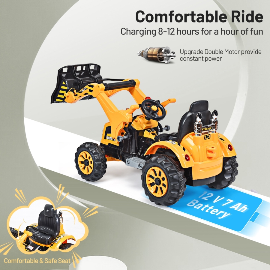 12 V Battery Powered Kids Ride On Dumper Truck-Yellow.